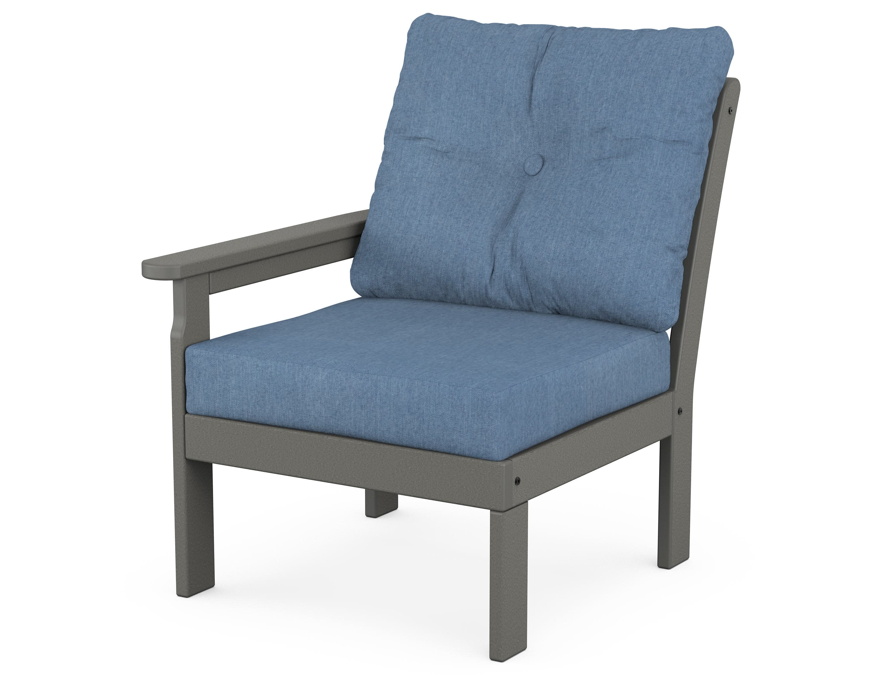 Vineyard Modular Left Arm Chair in Slate Grey / Sky Blue