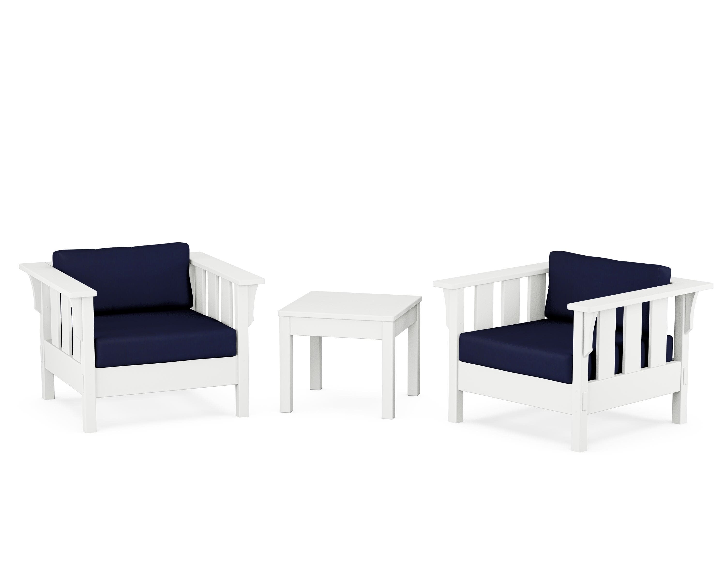 Acadia 3-Piece Deep Seating Set in White / Navy