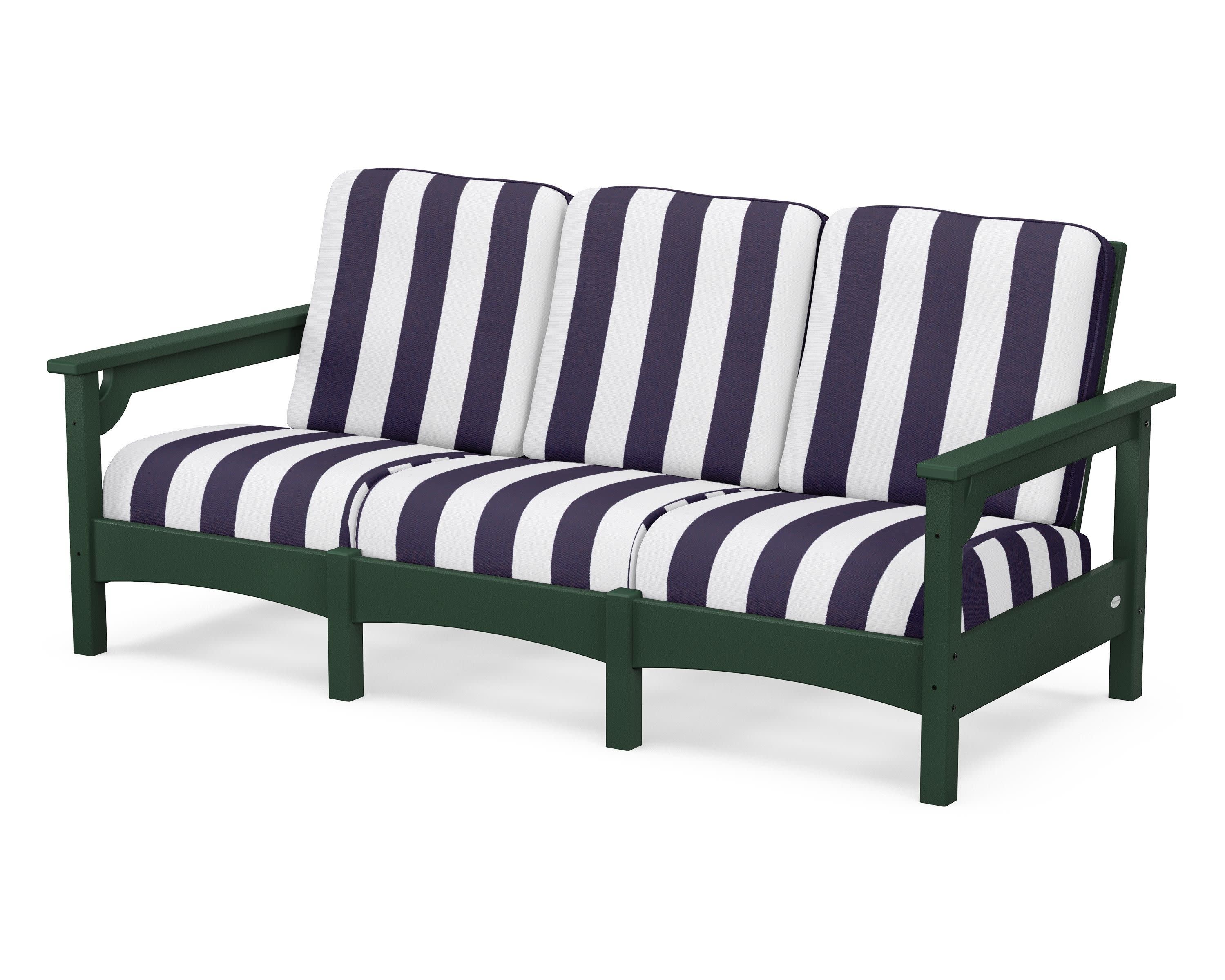 Club Sofa in Green / Cabana Stripe Navy