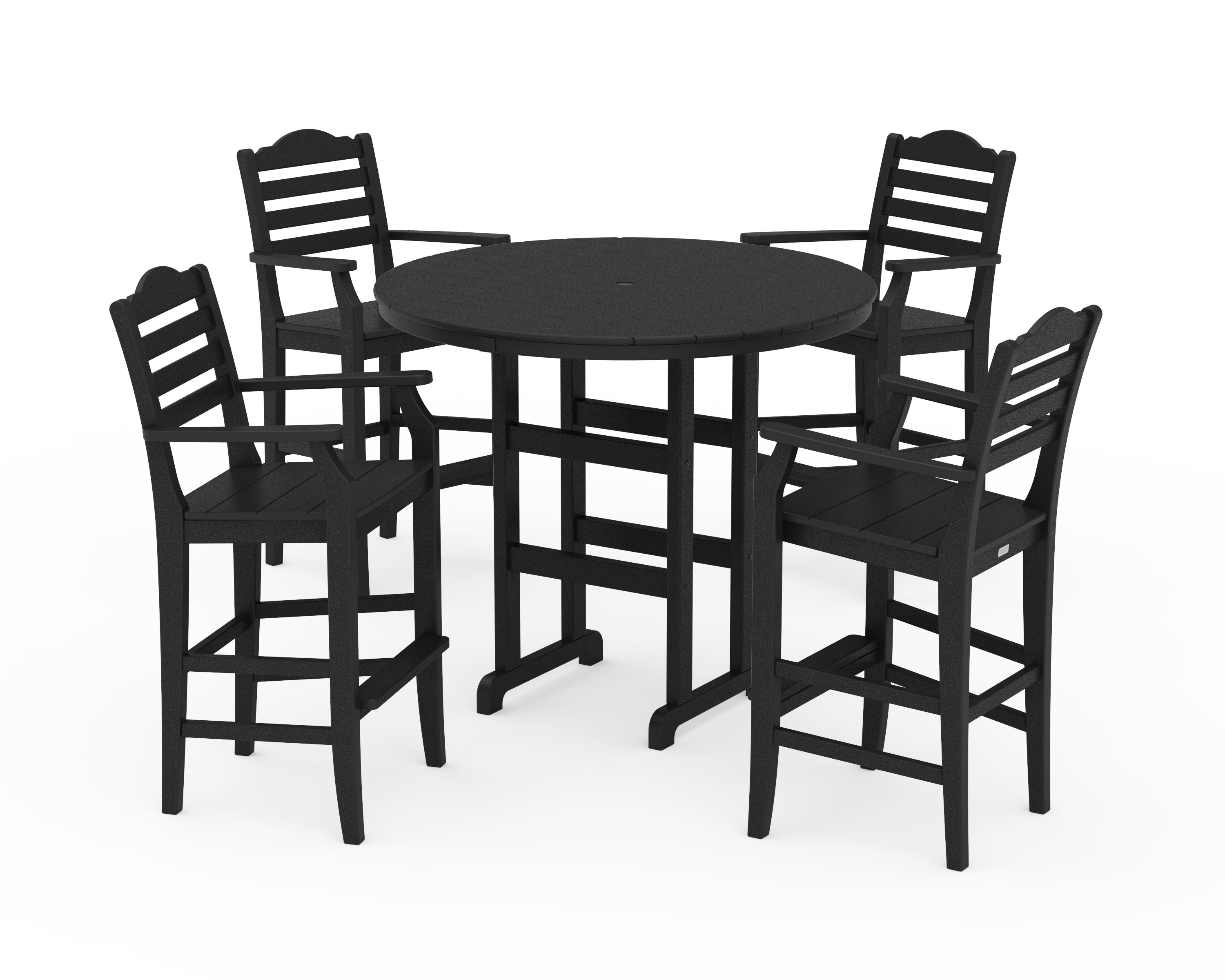 Savannah 5-Piece Round Farmhouse Bar Set in Black
