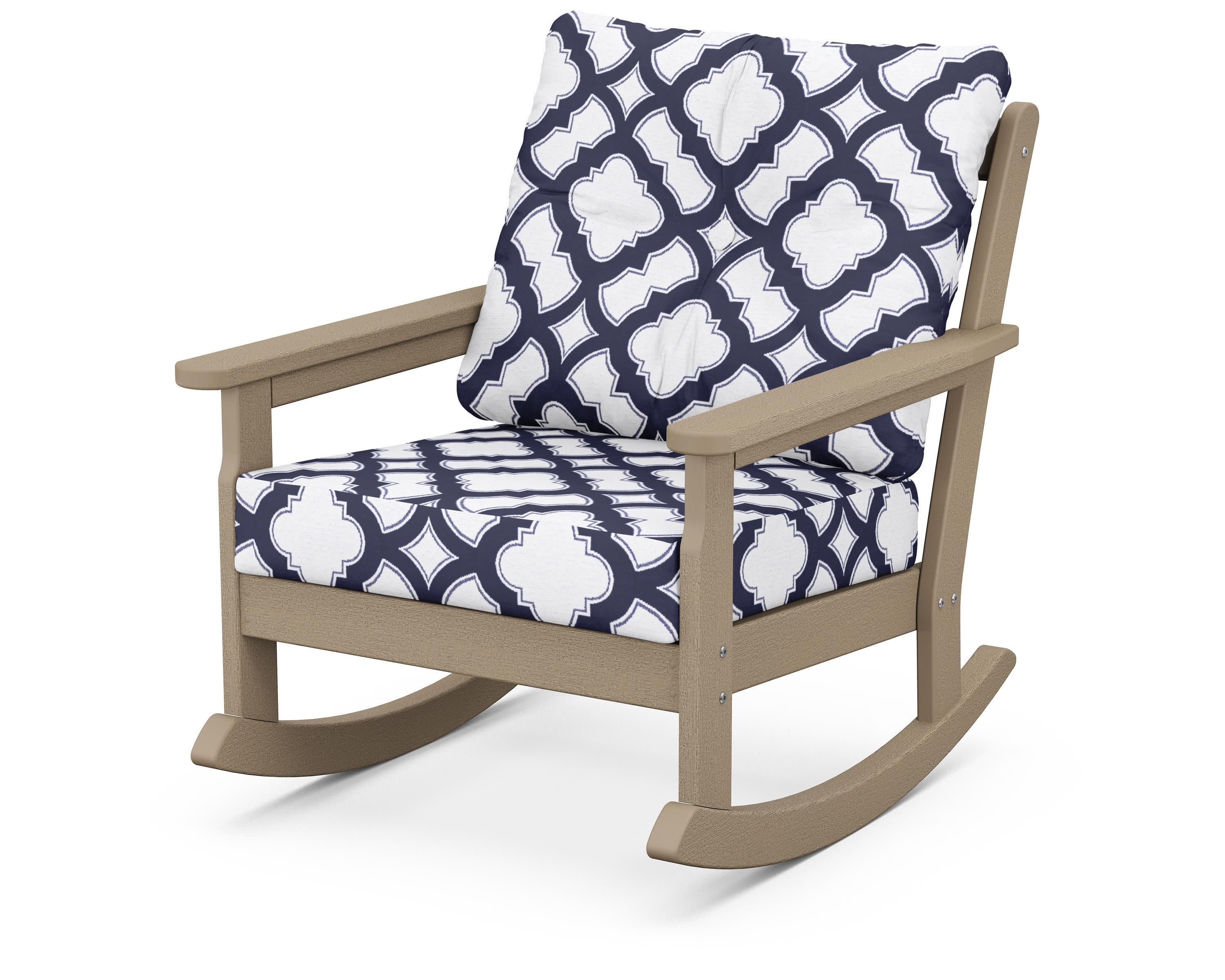 Vineyard Deep Seating Rocking Chair in Vintage Sahara / Trellis Navy