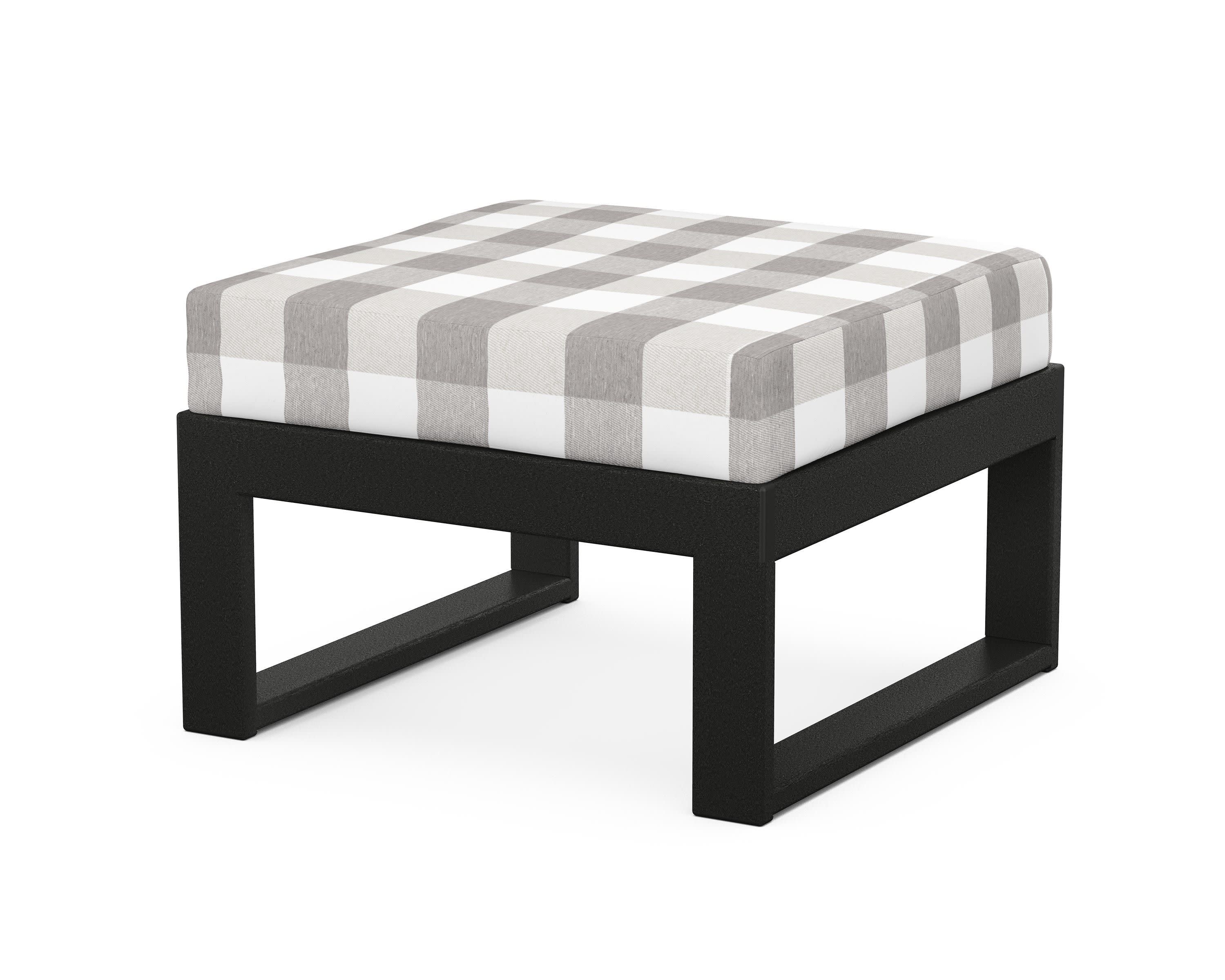 Modular Ottoman - Modern in Black / Buffalo Plaid Grey Mist