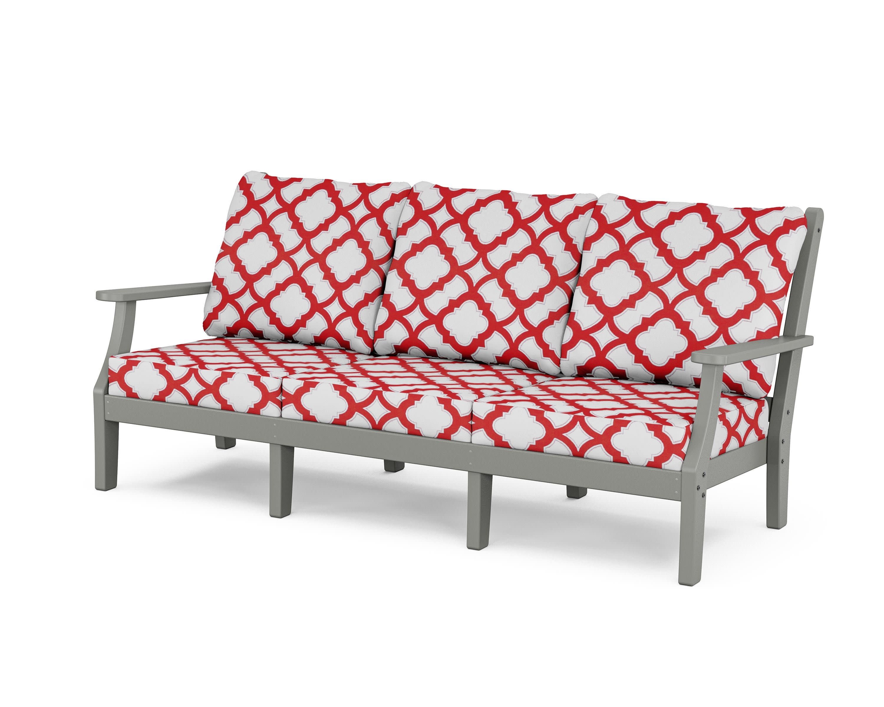 Wovendale Deep Seating Sofa in Slate Grey / Trellis Crimson