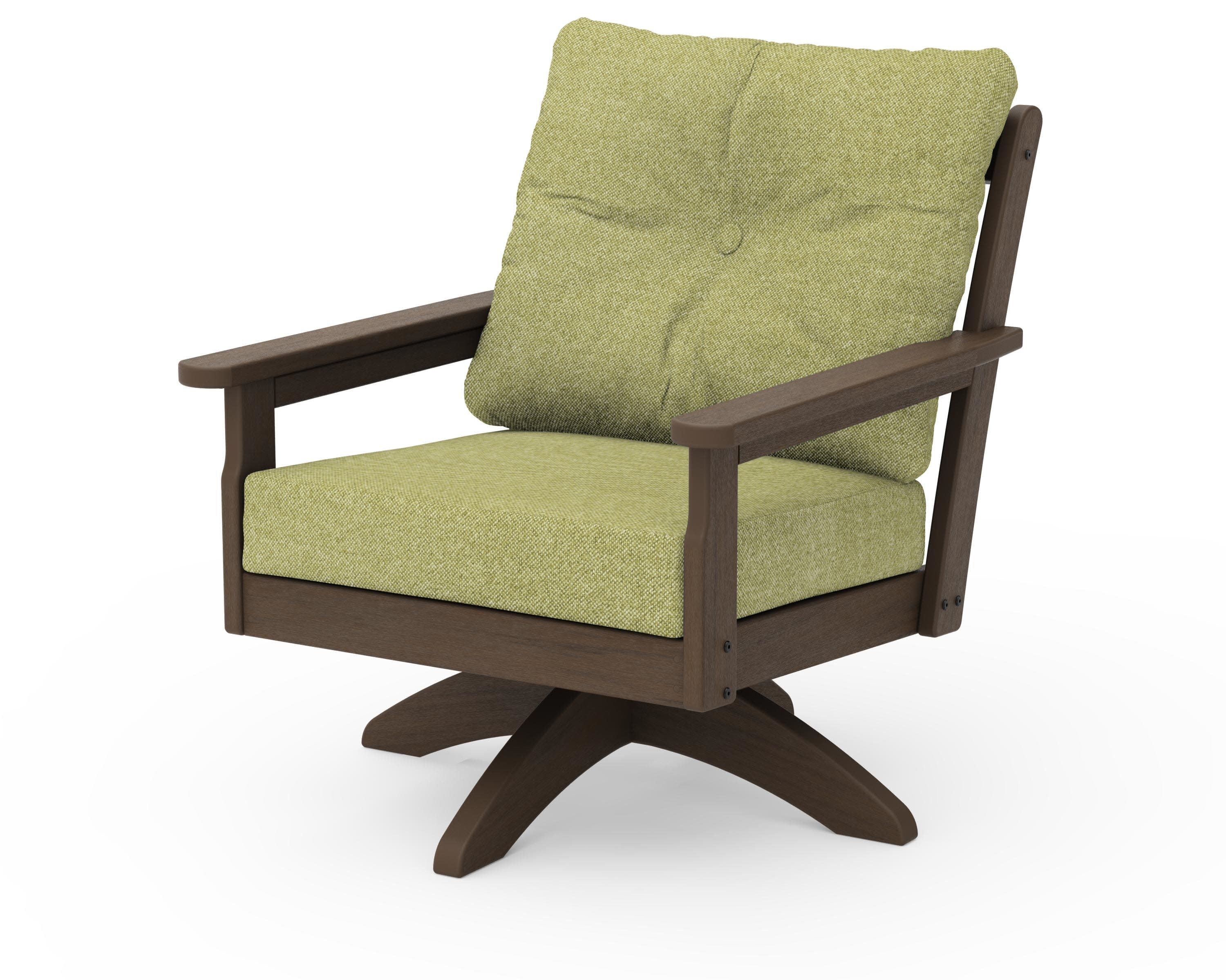 Vineyard Deep Seating Swivel Chair in Kona / Chartreuse Boucle