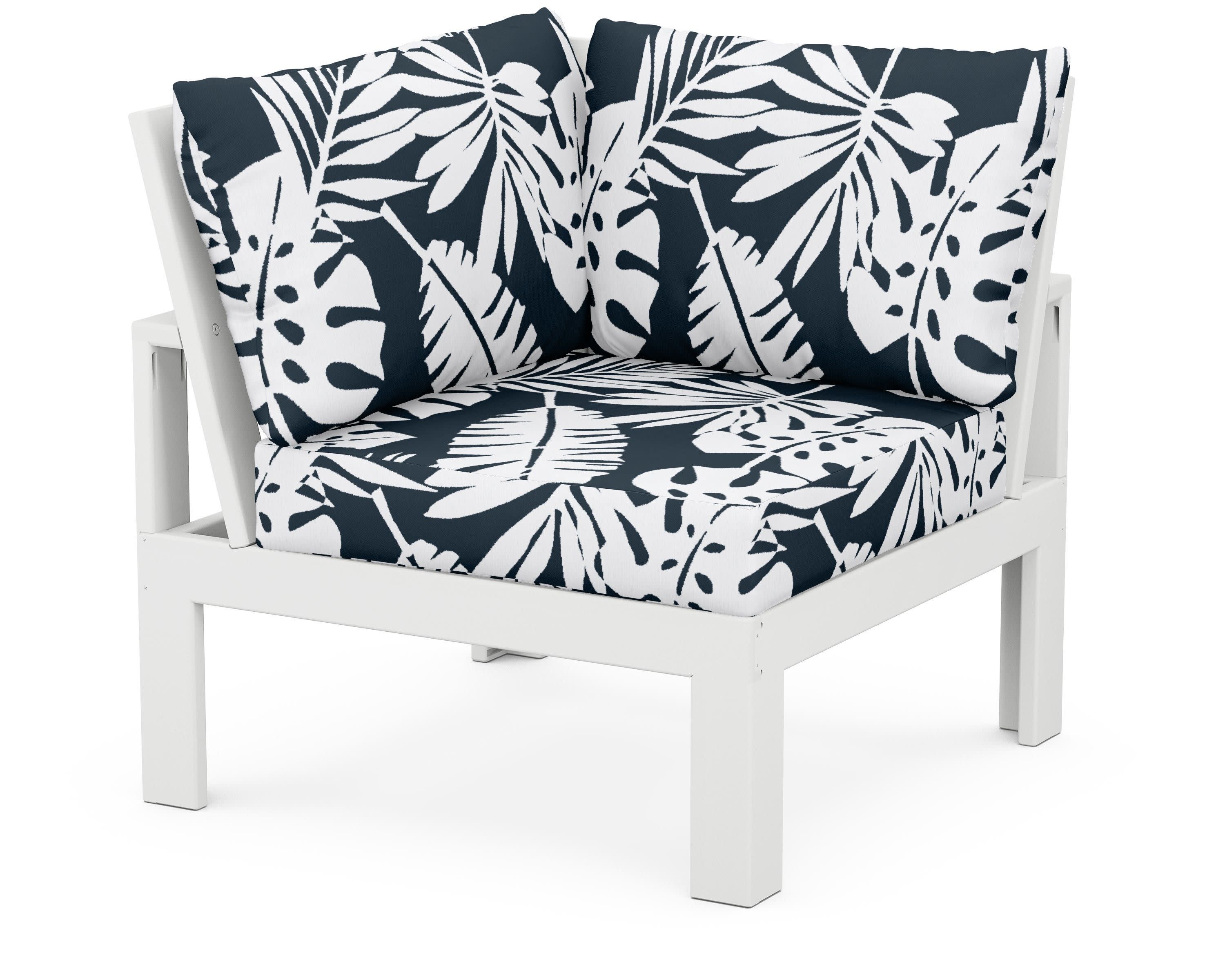 Modular Corner Chair in White / Leaf Marine Indigo