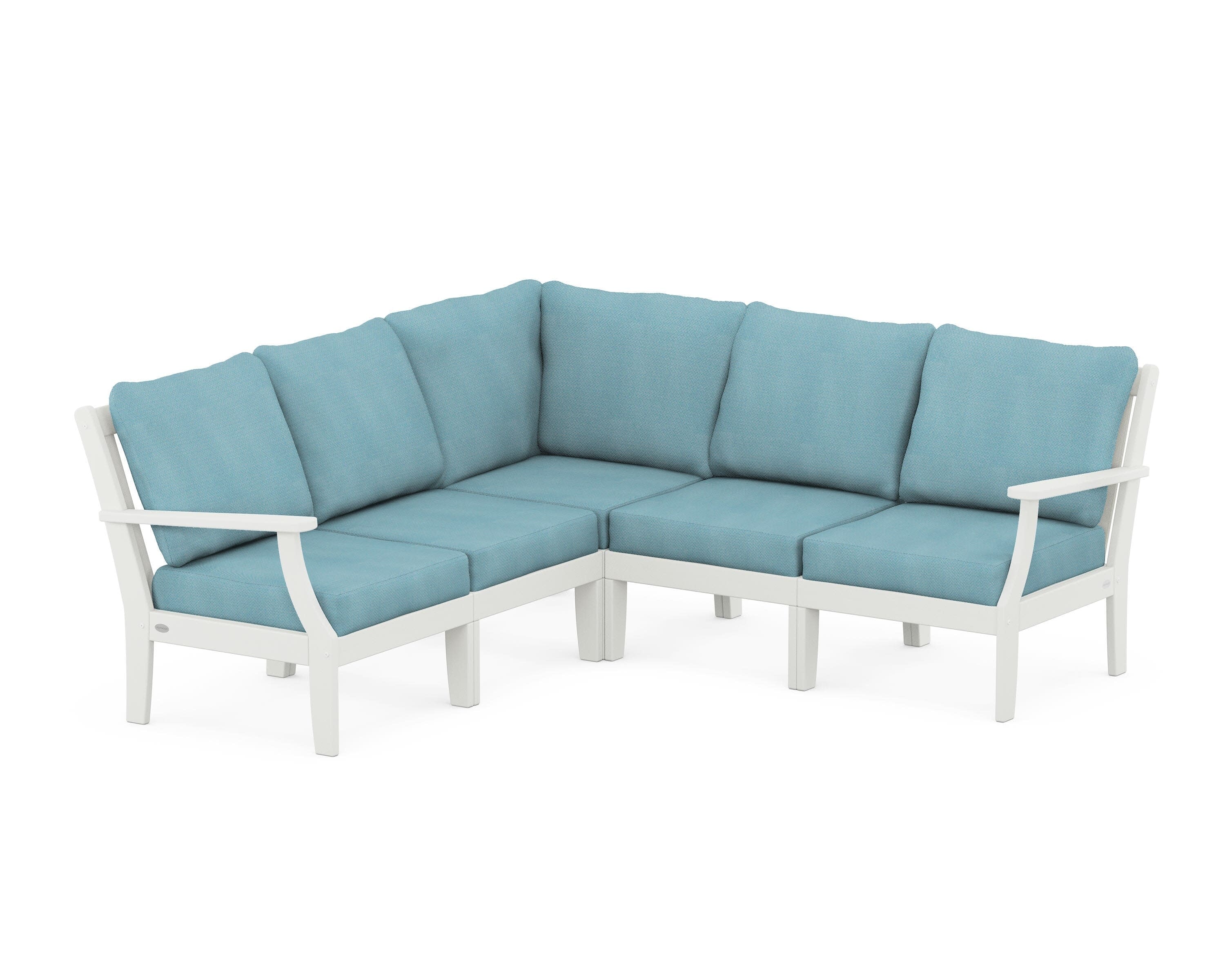 Braxton Modular 5-Piece Deep Seating Set in Vintage White / Lattice Sky Blue