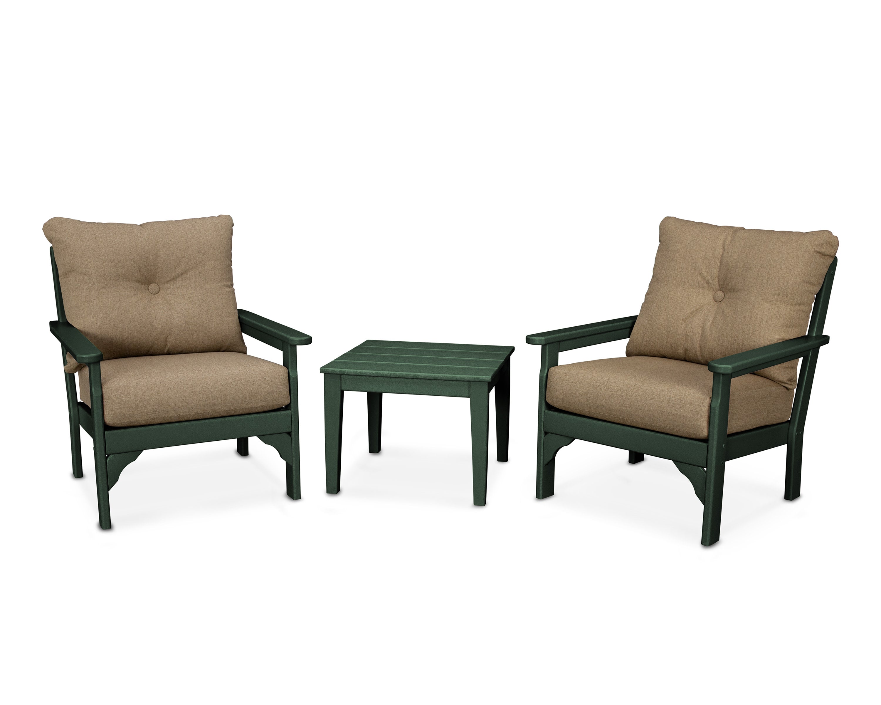 Vineyard 3-Piece Deep Seating Set in Green / Sesame