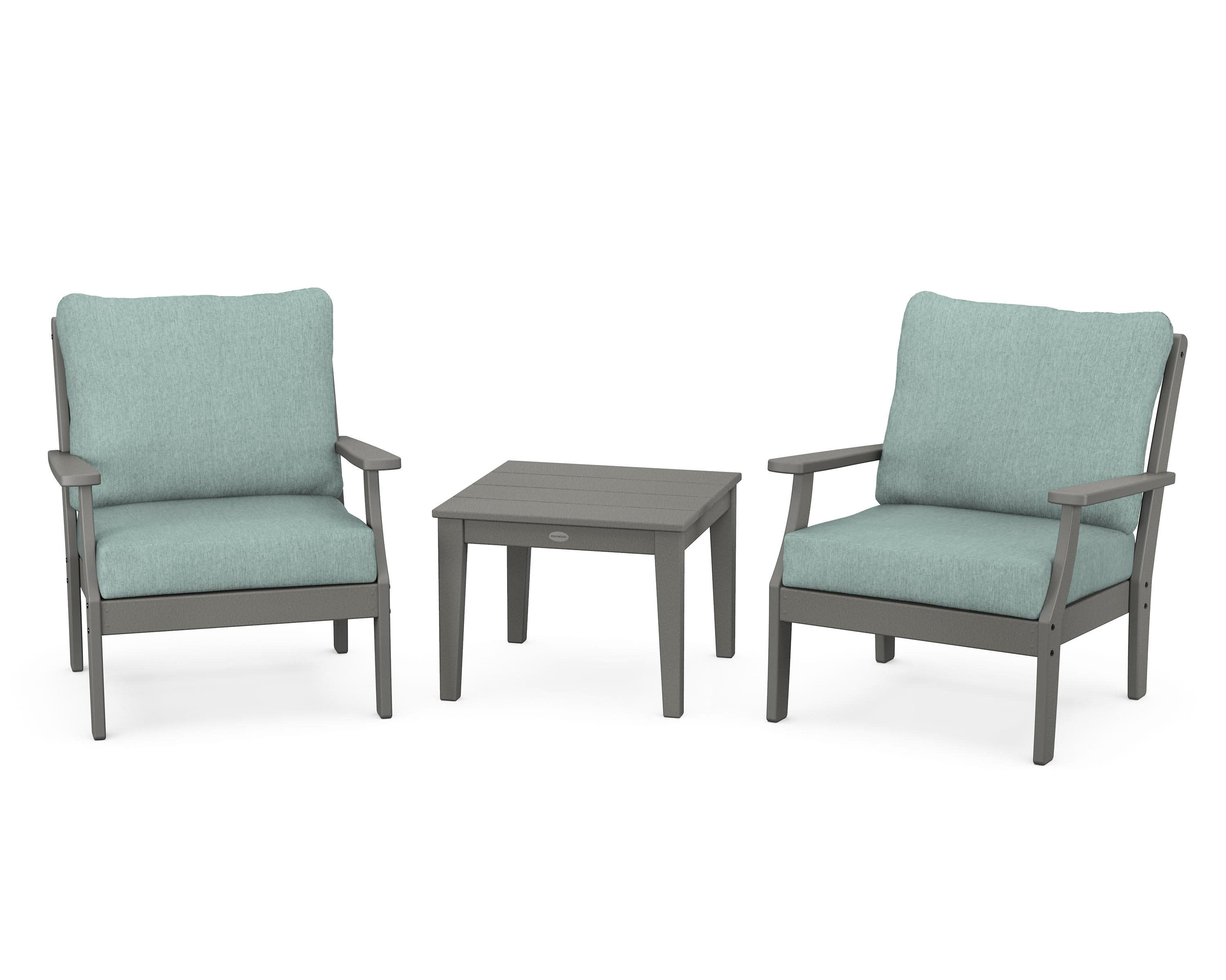 Braxton 3-Piece Deep Seating Set in Slate Grey / Glacier Spa