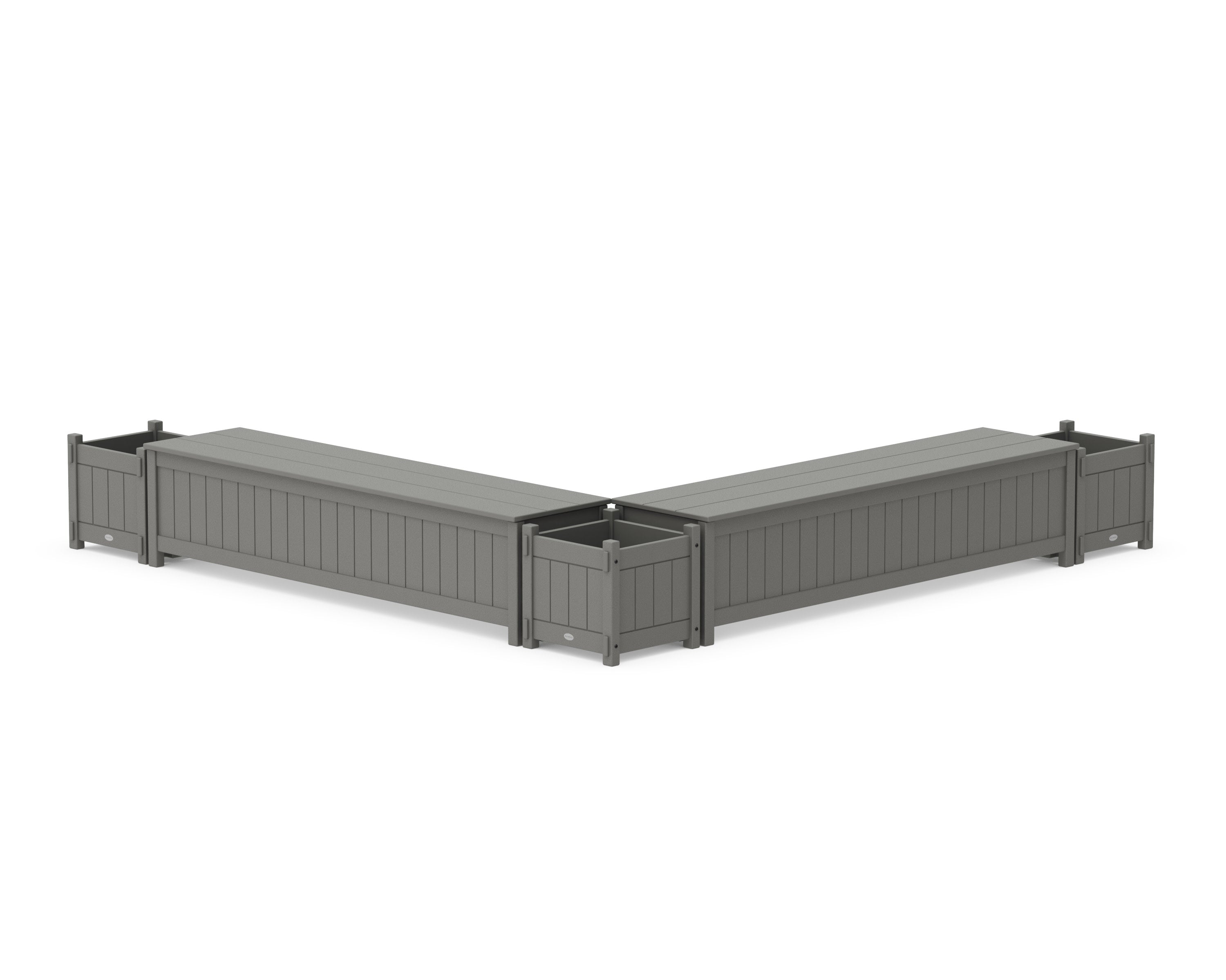 72" Vineyard L- Shaped Planter Storage Bench Corner Set in Slate Grey