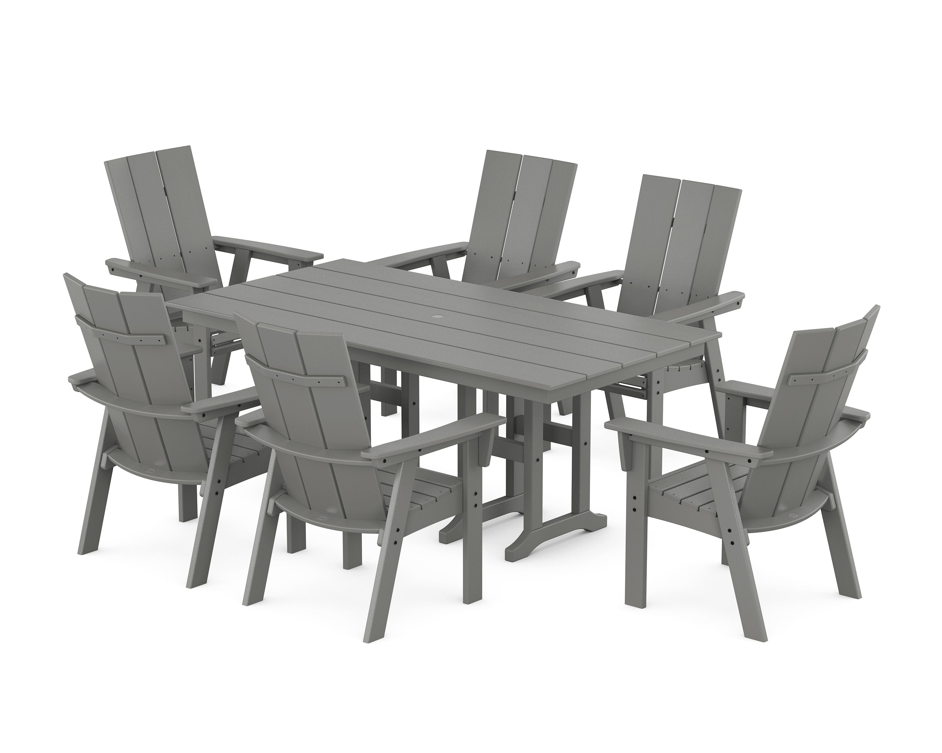 Modern Curveback Adirondack 7-Piece Farmhouse Dining Set
