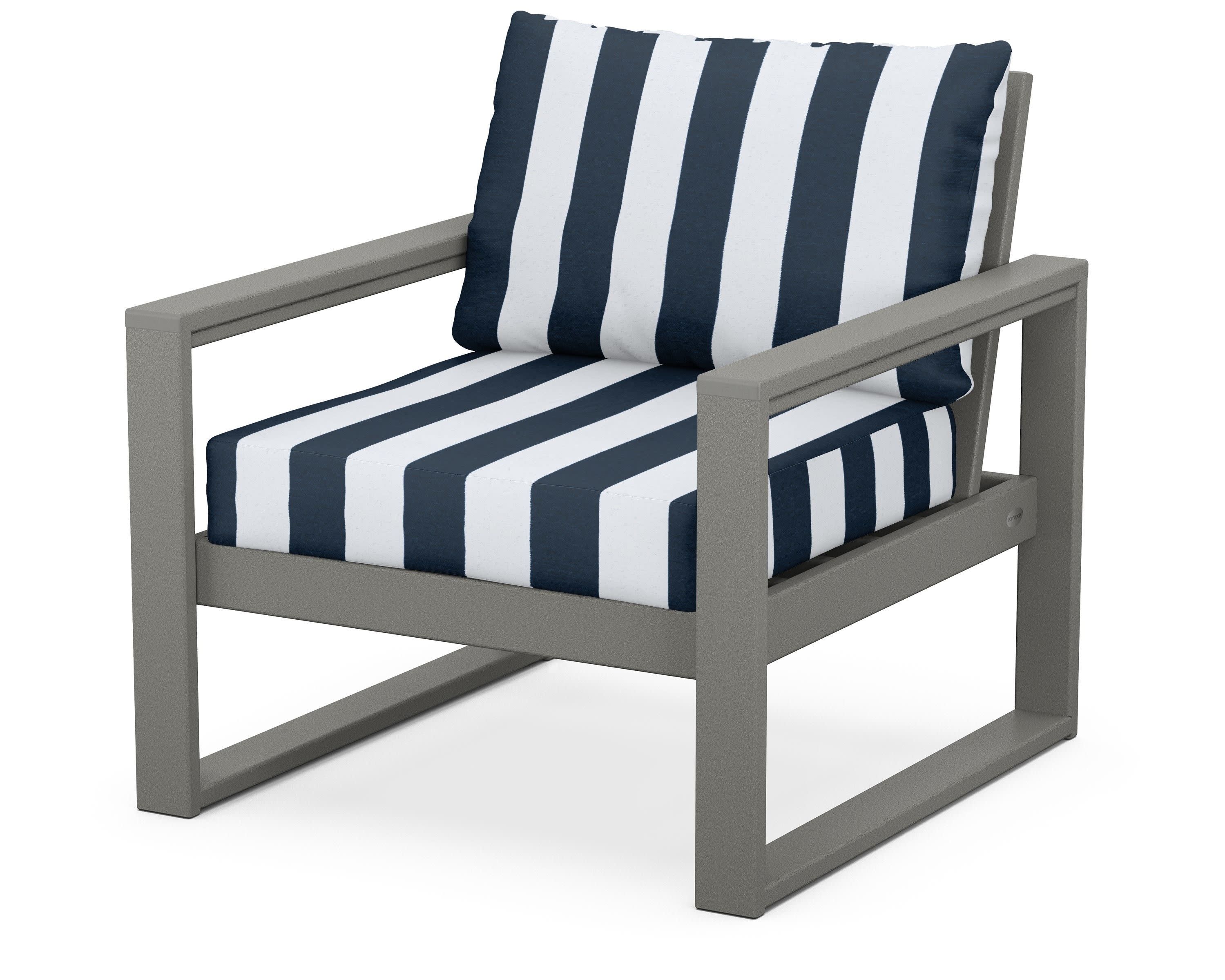 EDGE Club Chair in Slate Grey / Cabana Stripe Marine Indigo