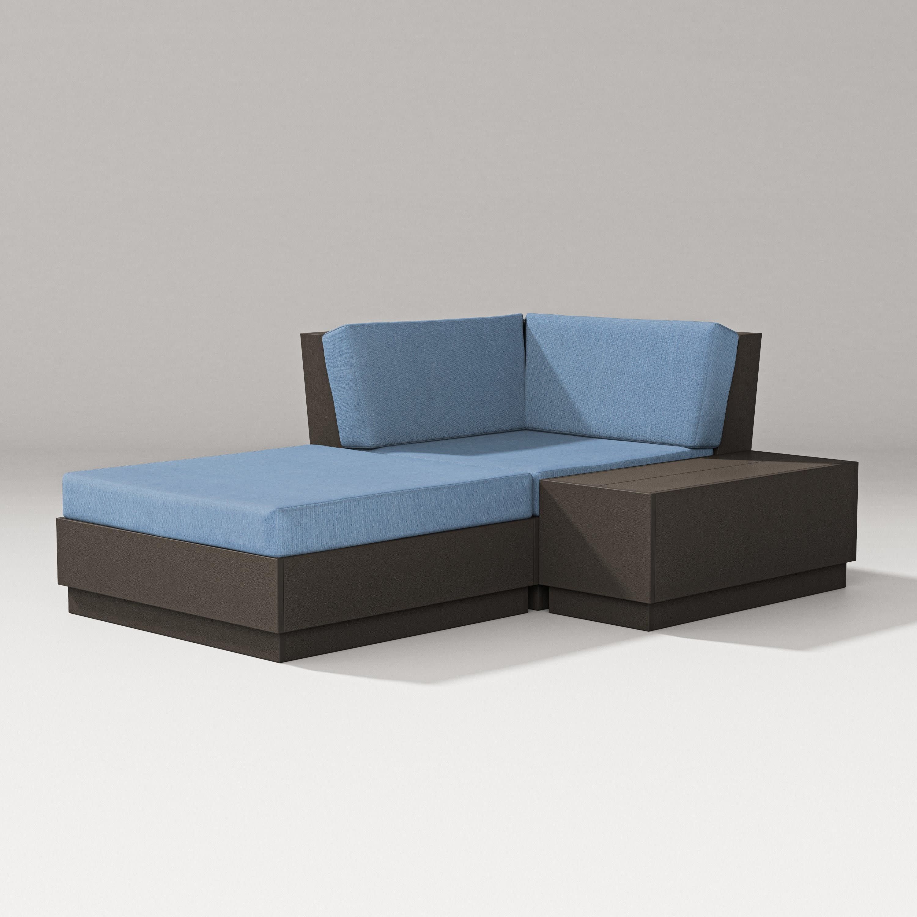 Elevate Corner Chaise in Vintage Coffee / Sky Blue