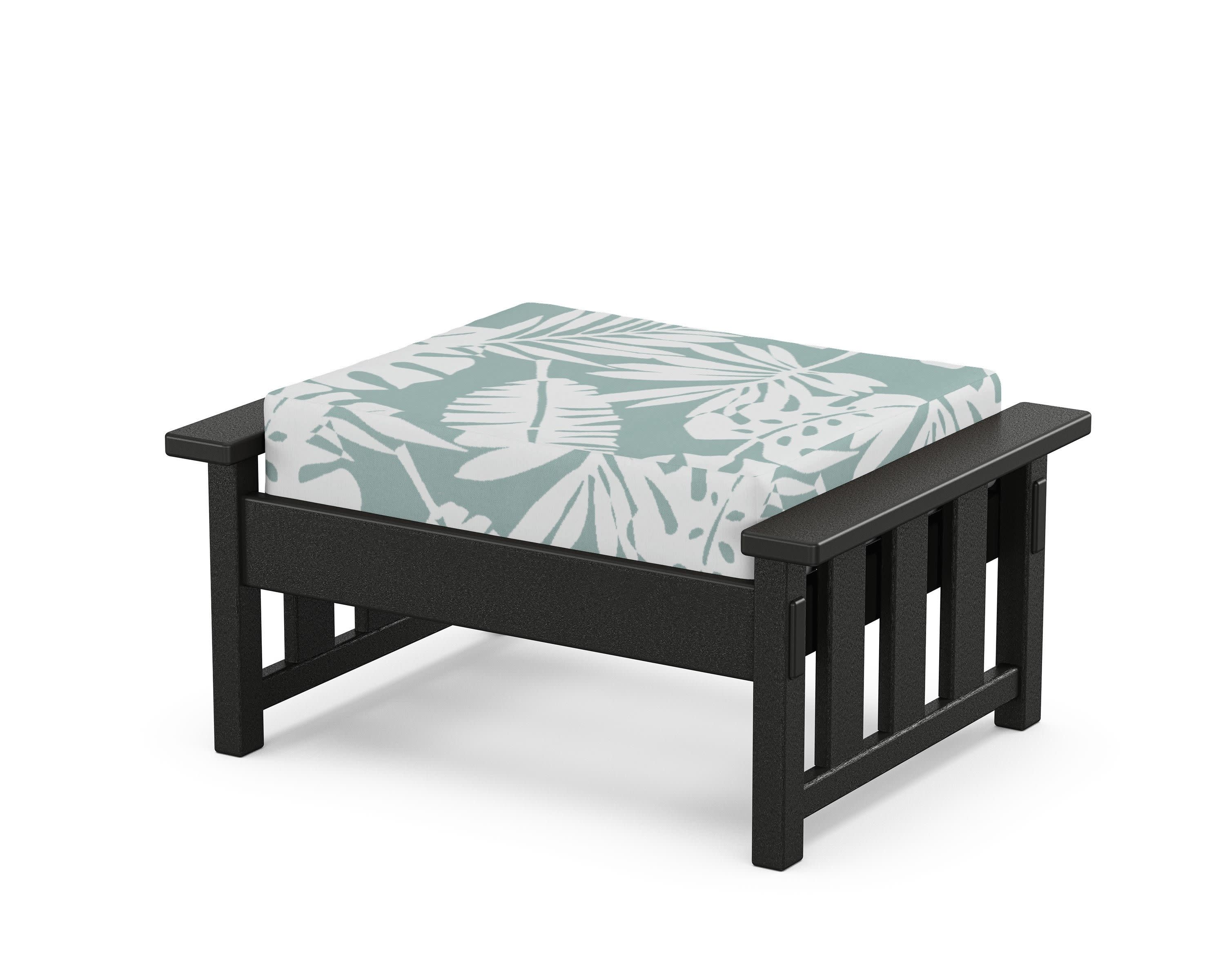 Acadia Deep Seating Ottoman in Black / Leaf Glacier Spa
