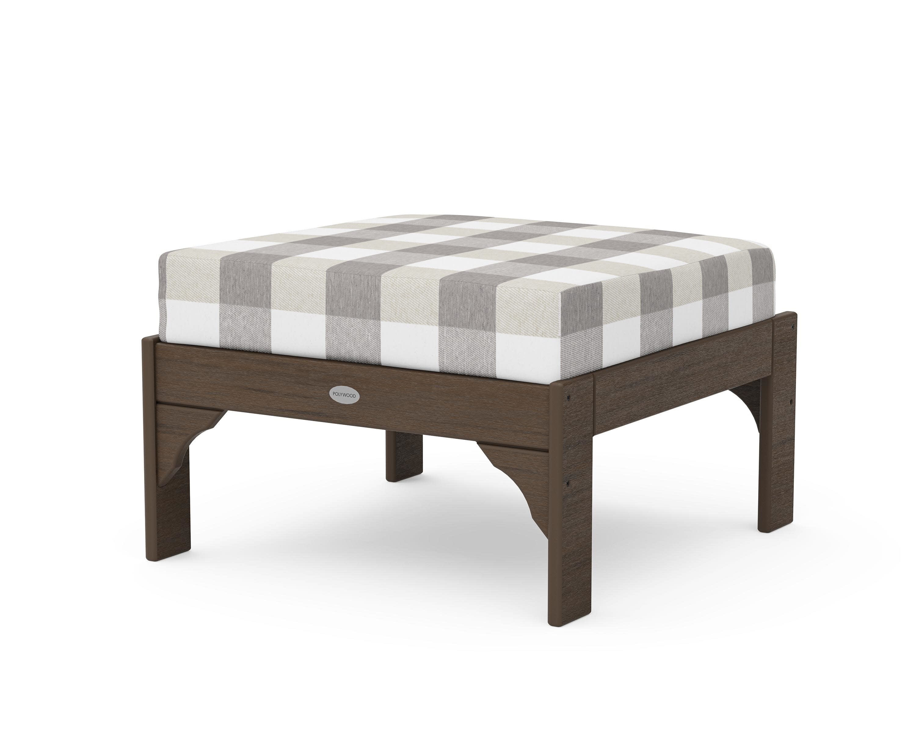 Vineyard Deep Seating Ottoman in Kona / Buffalo Plaid Grey Mist