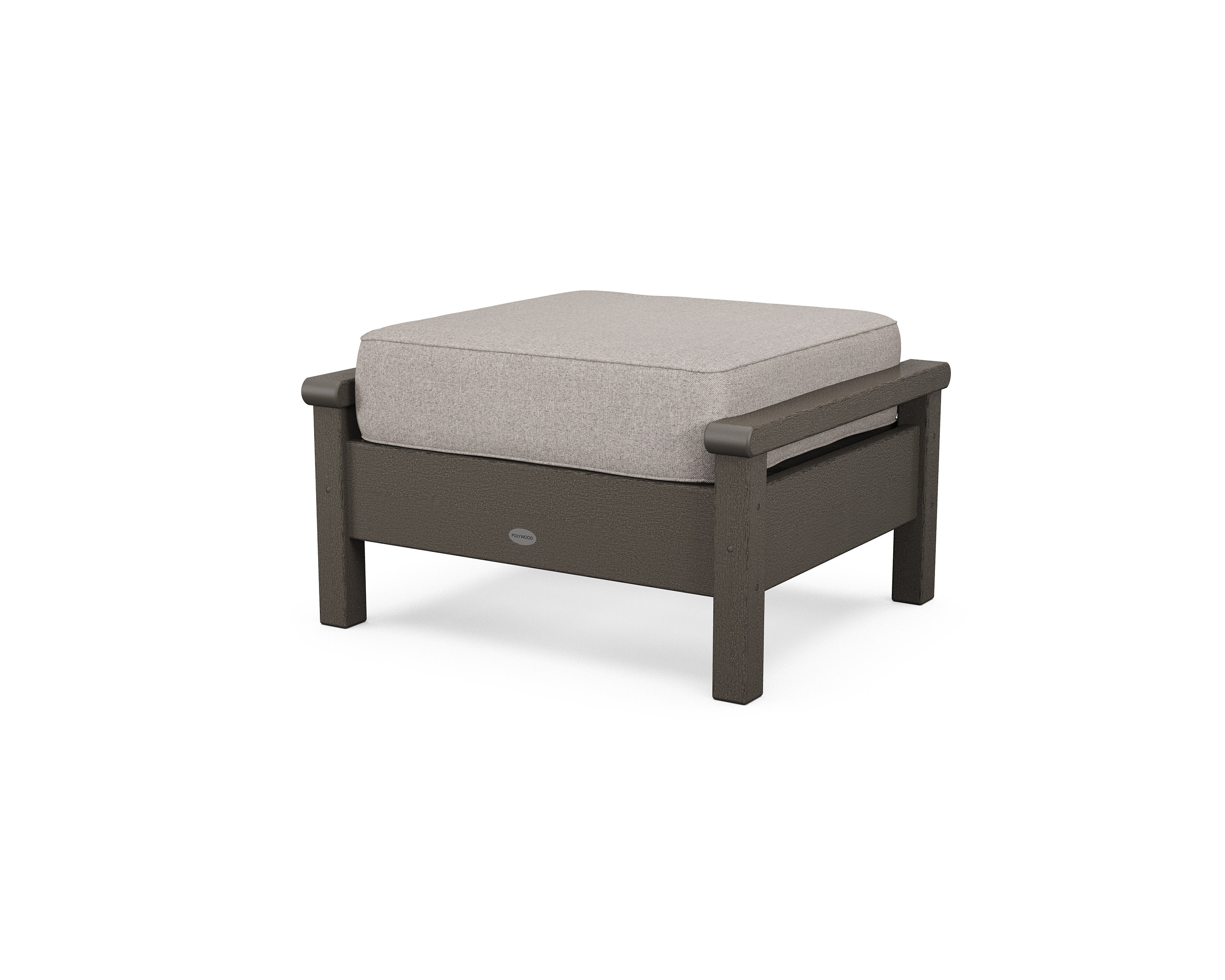Harbour Deep Seating Ottoman in Vintage Coffee / Weathered Tweed
