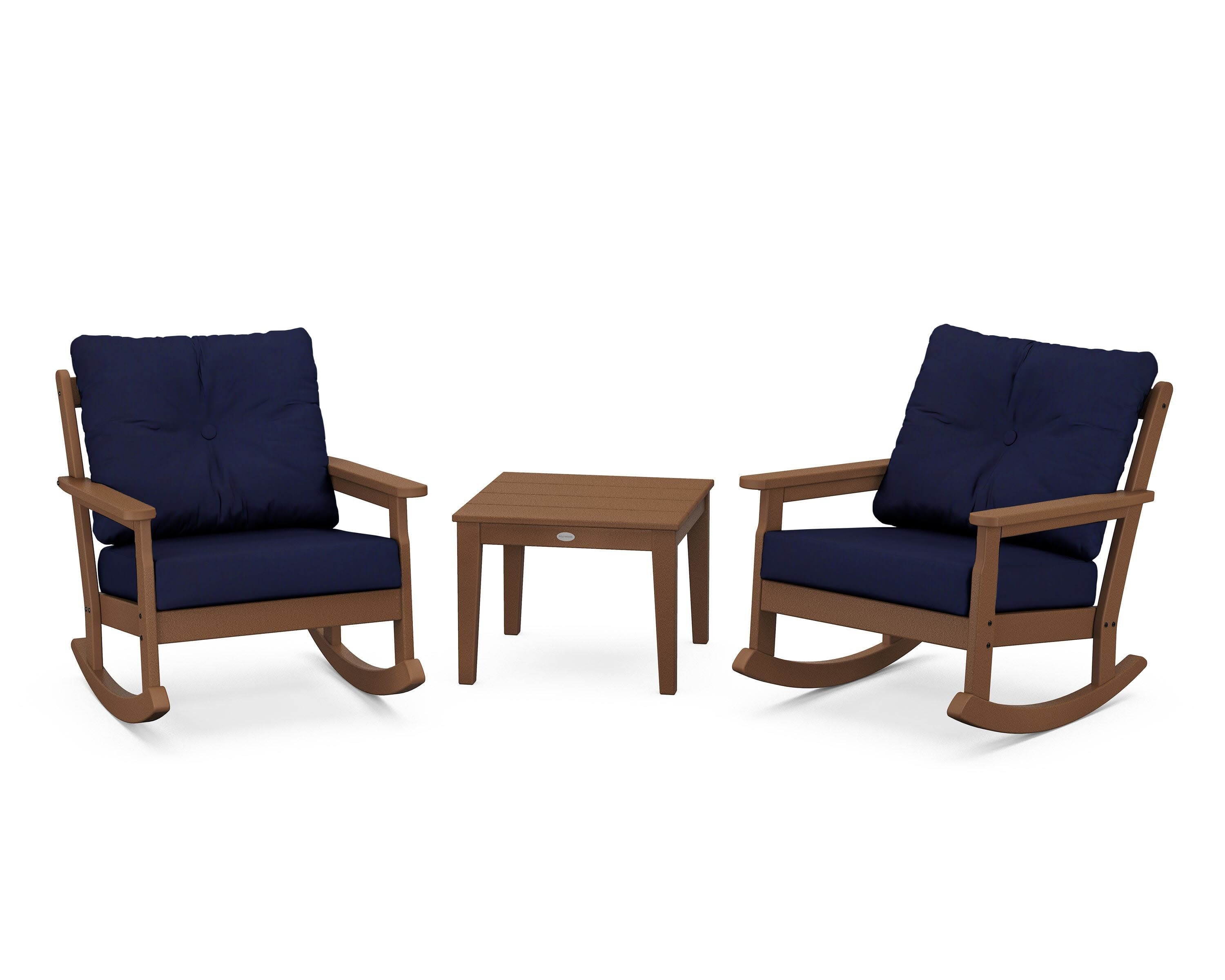 Vineyard 3-Piece Deep Seating Rocker Set in Teak / Navy