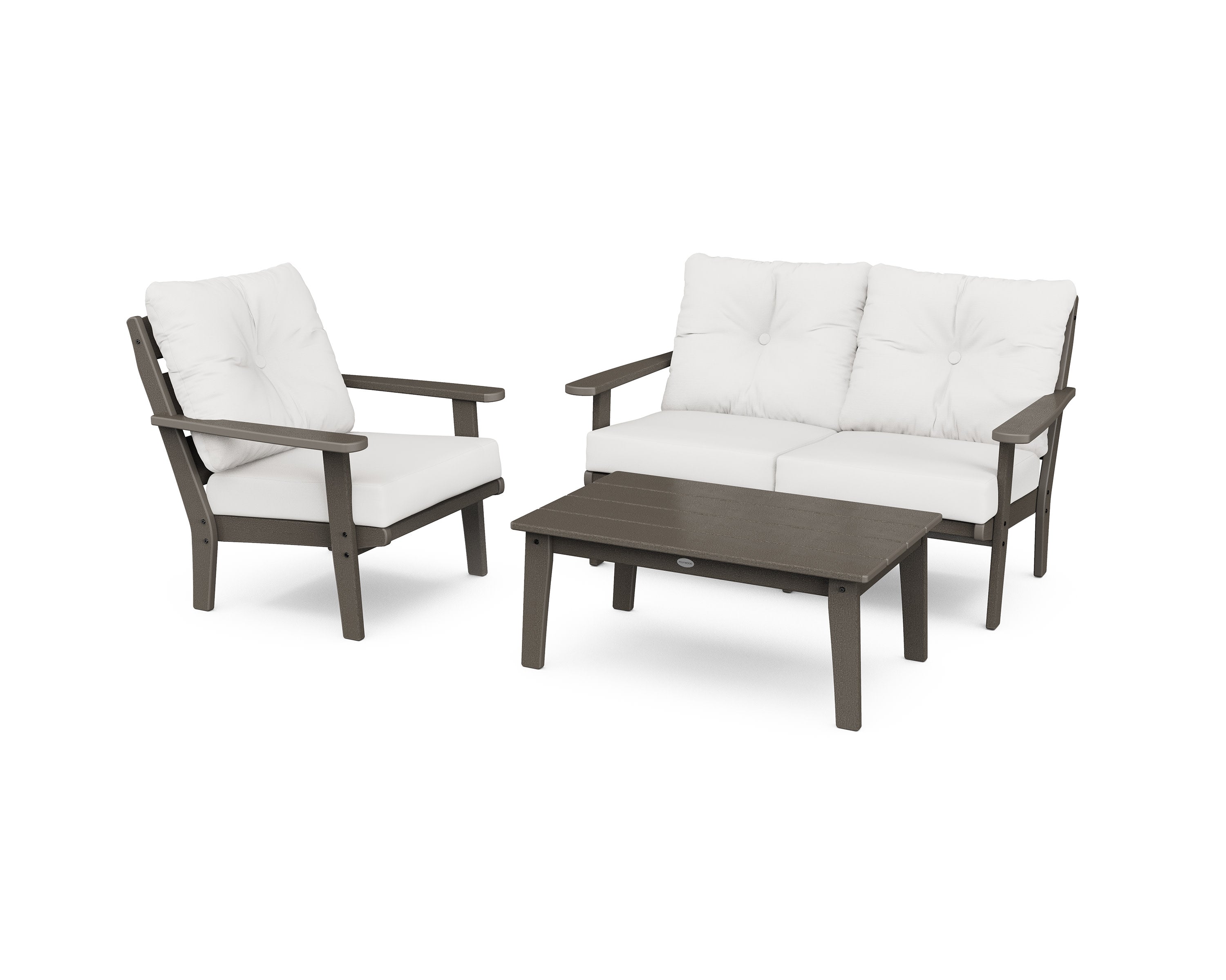 Lakeside 3-Piece Deep Seating Set in Vintage Coffee / Natural Linen