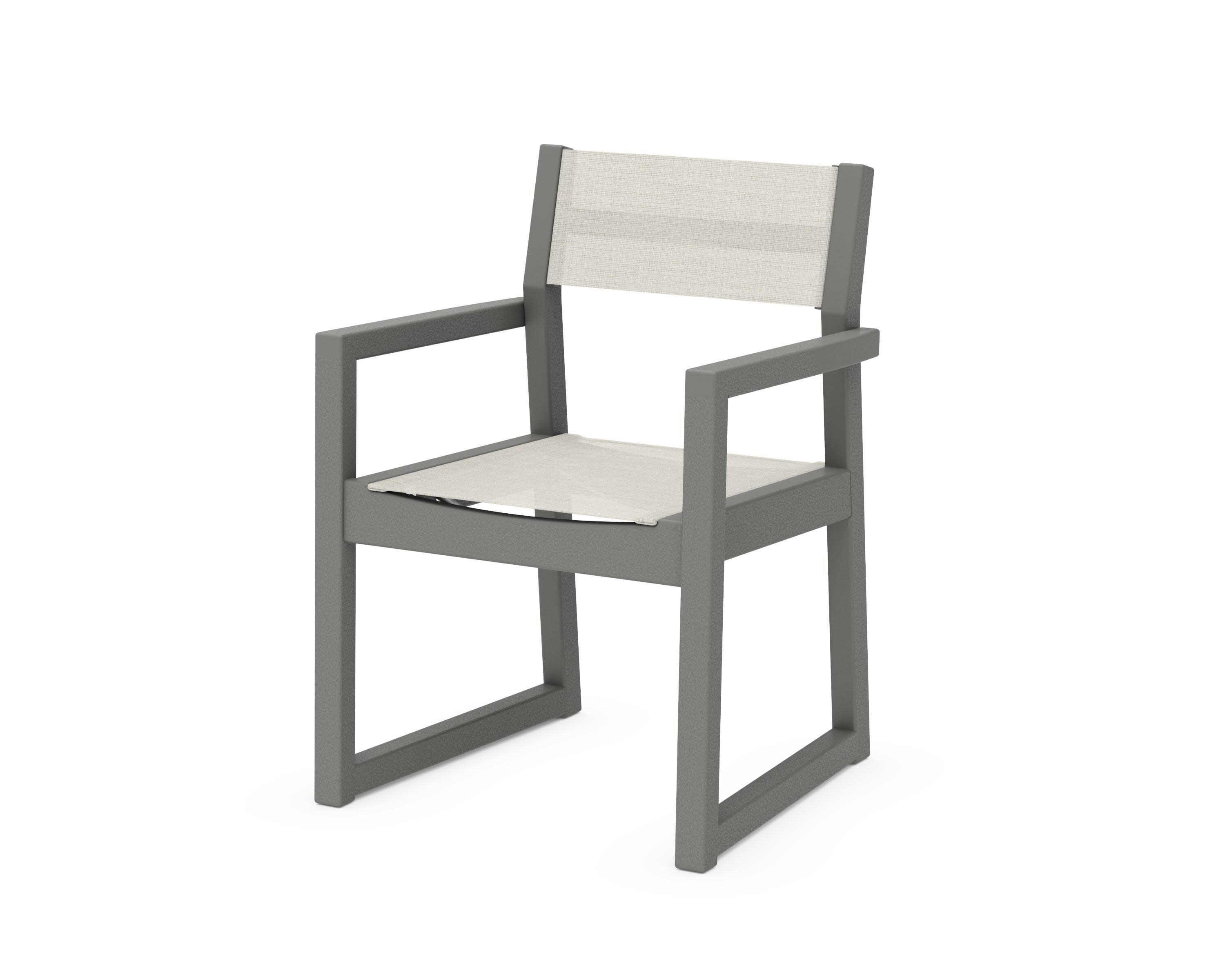 EDGE Sling Dining Arm Chair in Slate Grey / Parchment Sling