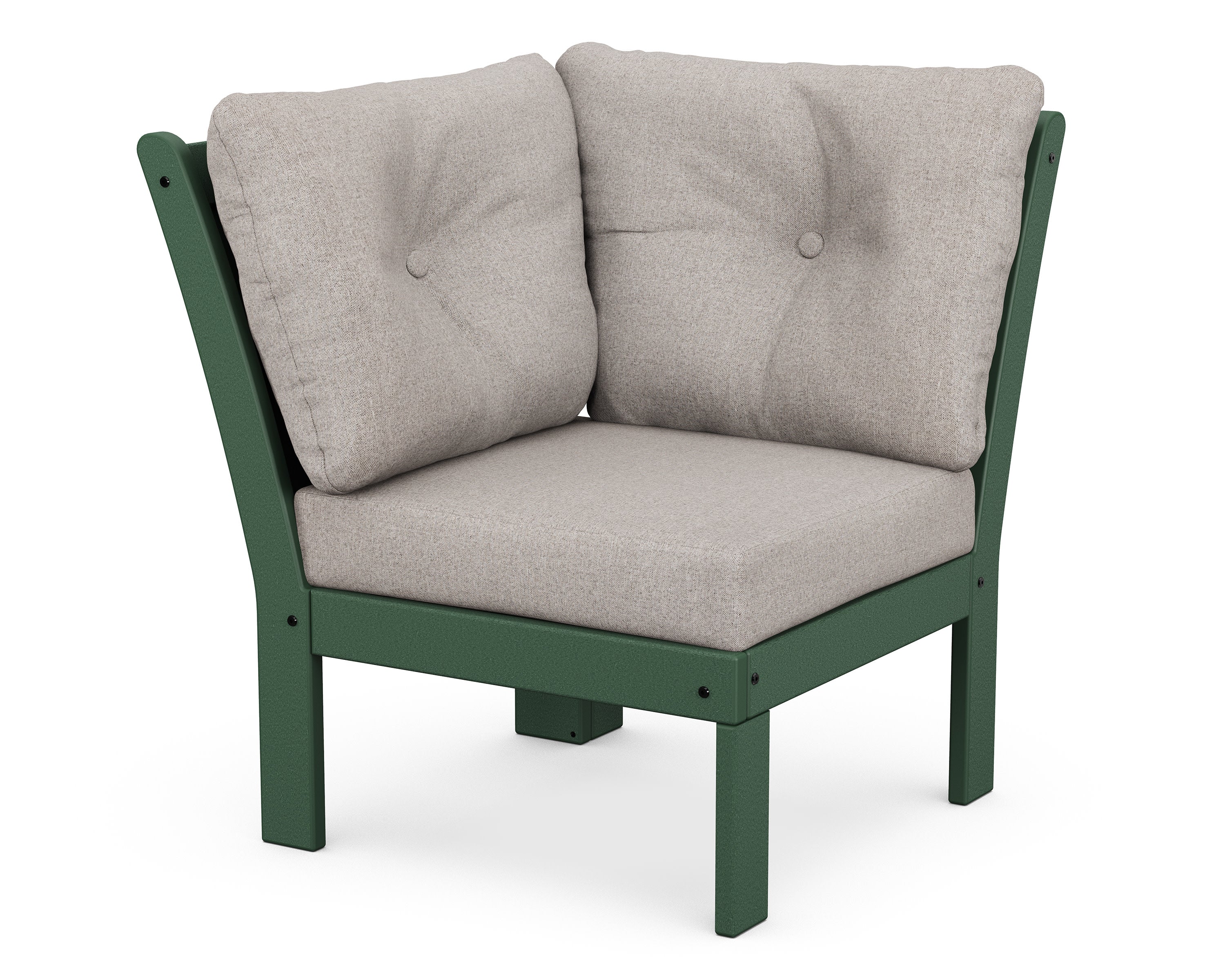 Vineyard Modular Corner Chair in Green / Weathered Tweed