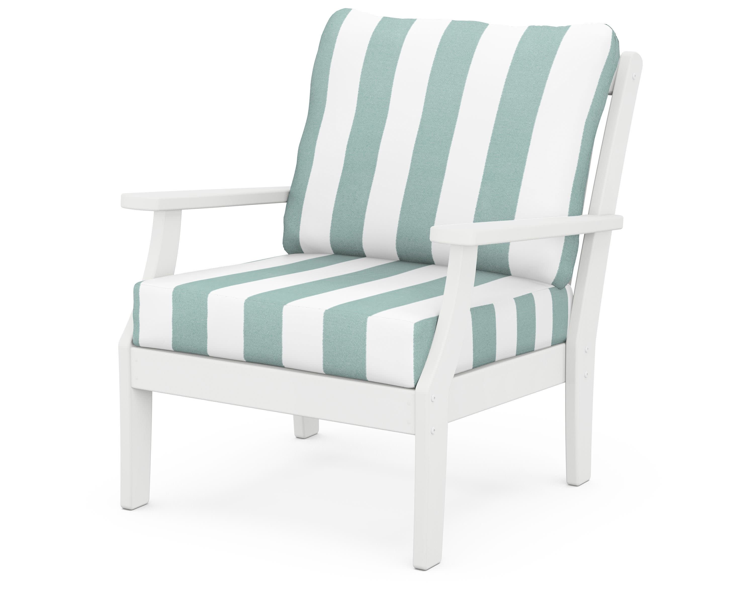 Braxton Deep Seating Chair in White / Cabana Stripe Glacier Spa