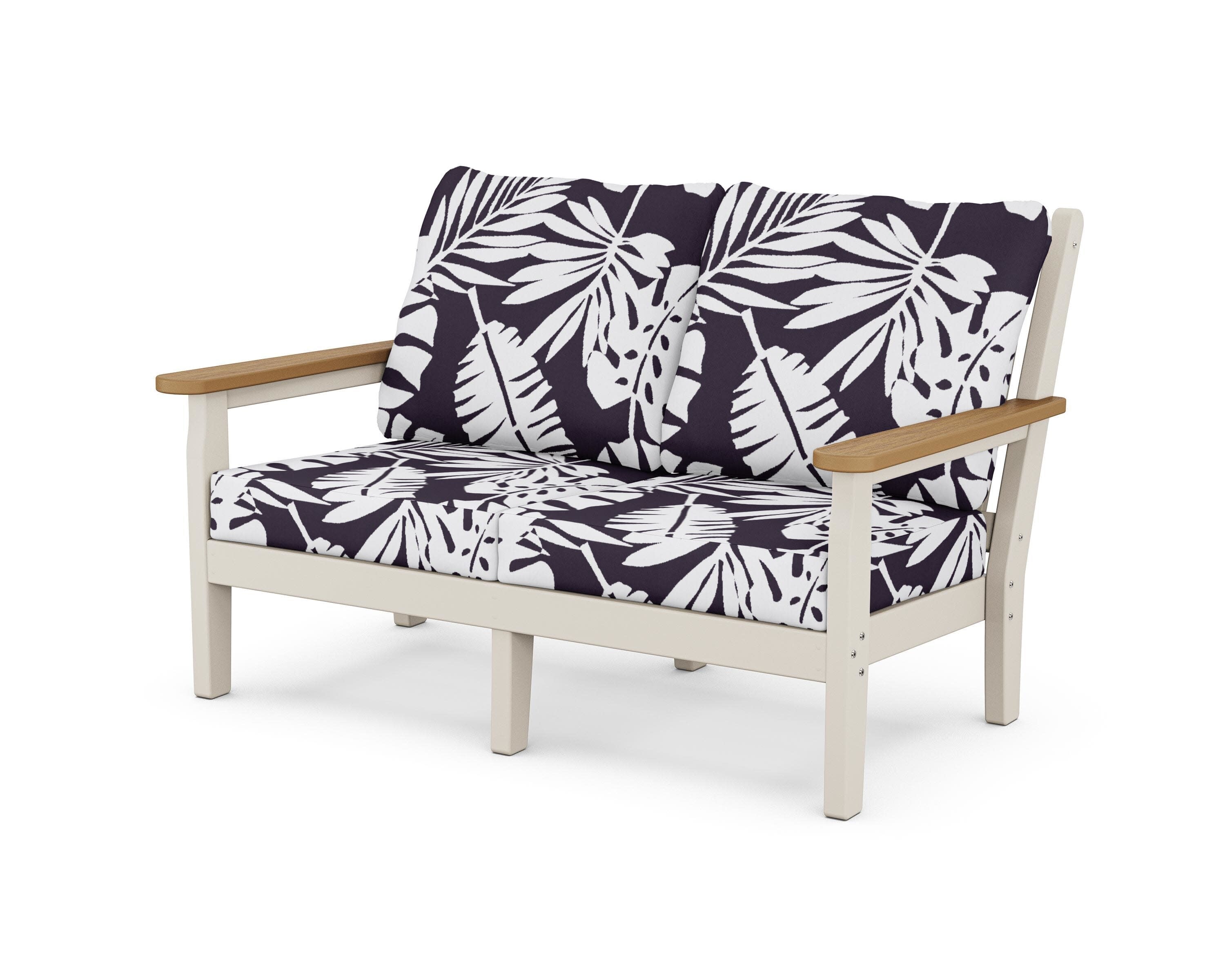 Chippendale Deep Seating Loveseat in Sand / Natural / Leaf Navy
