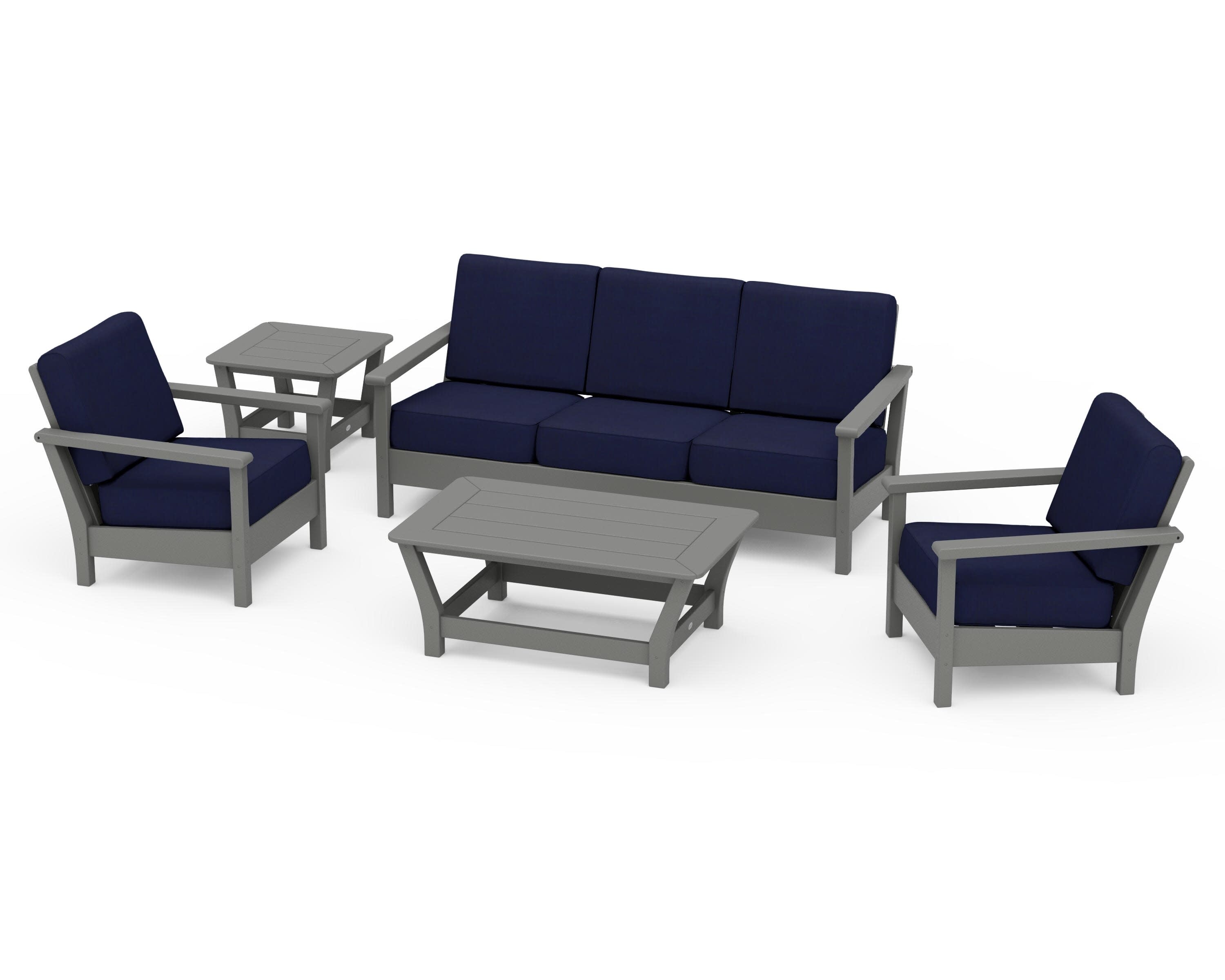 Harbour 5-Piece Deep Seating Set in Slate Grey / Navy