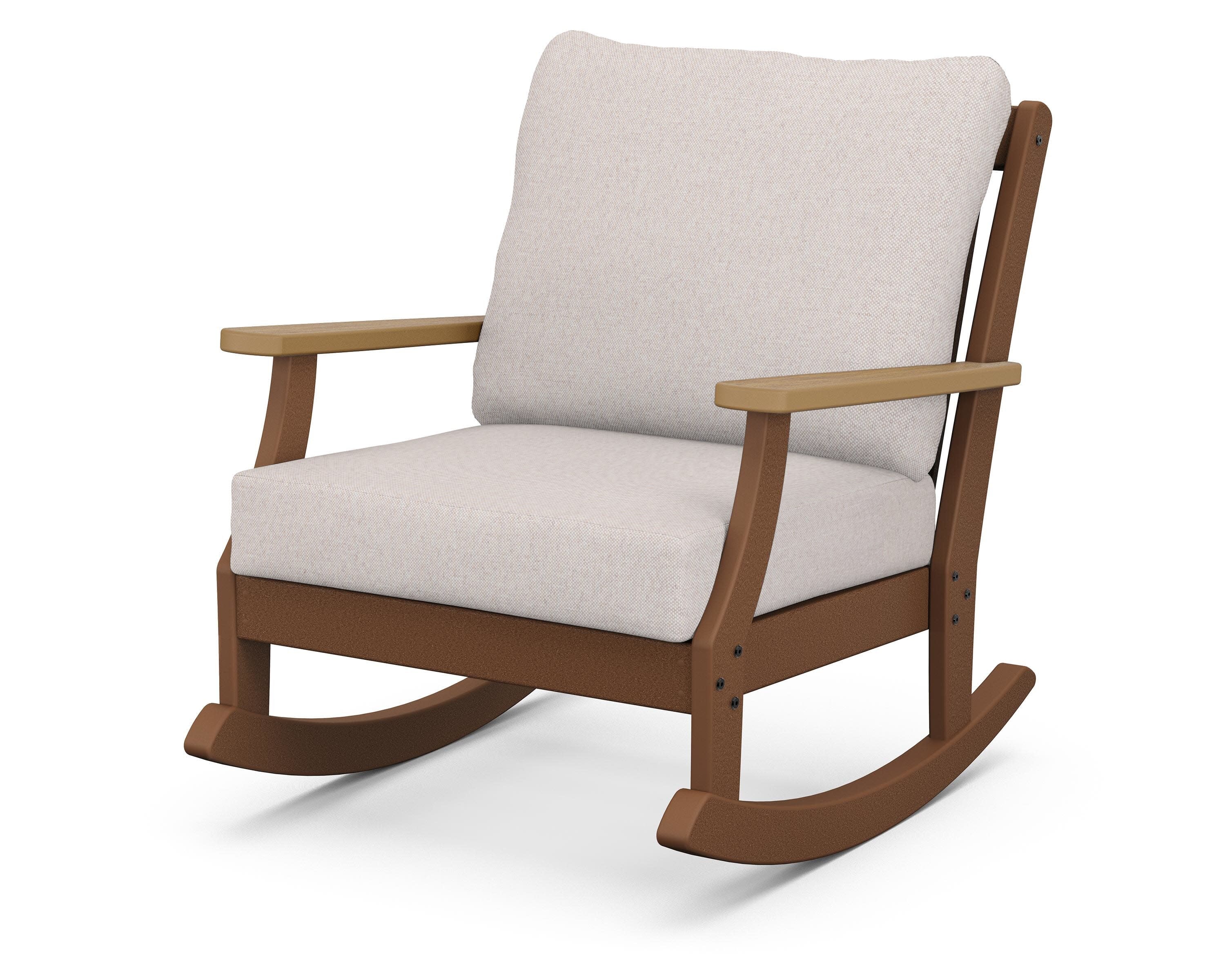 Braxton Deep Seating Rocking Chair in Teak / Natural / Dune Burlap