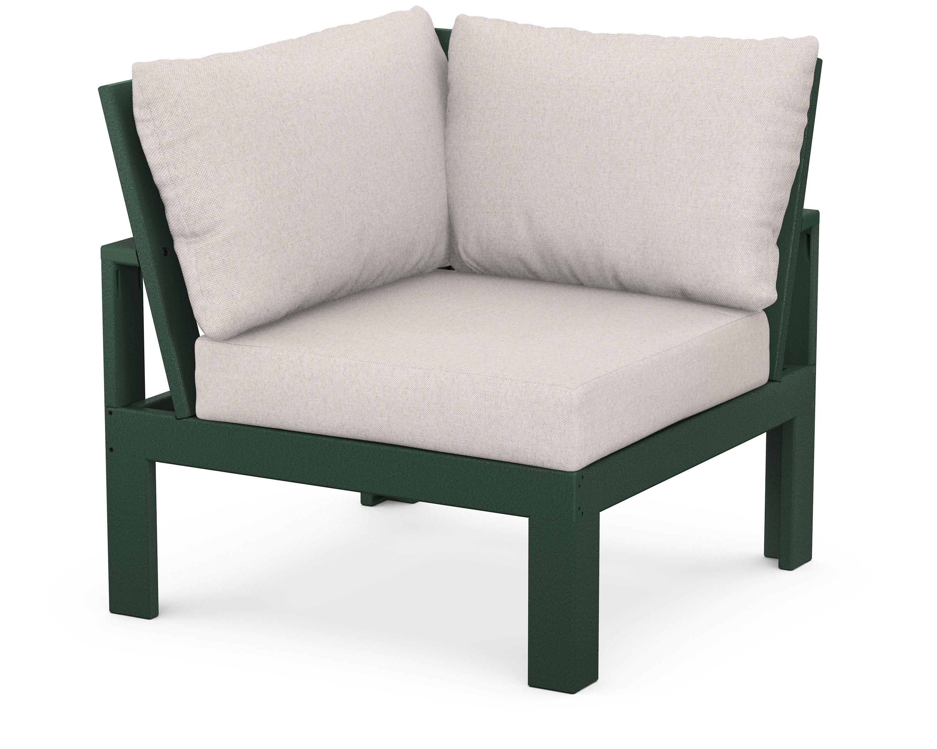 Modular Corner Chair in Green / Dune Burlap