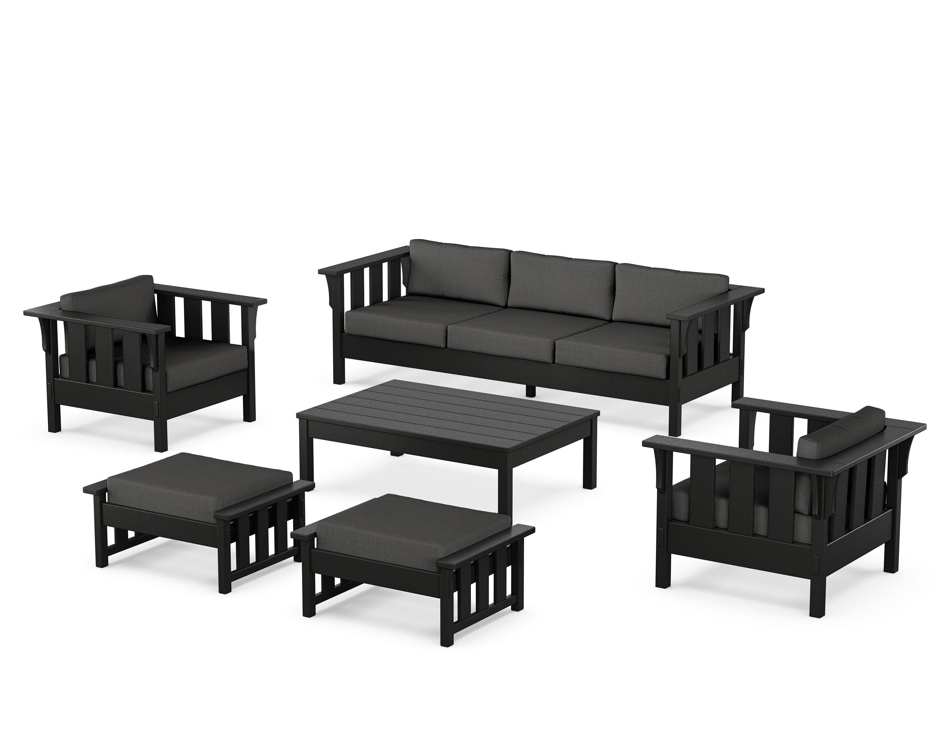 Acadia 6-Piece Lounge Sofa Set in Black / Spectrum Carbon
