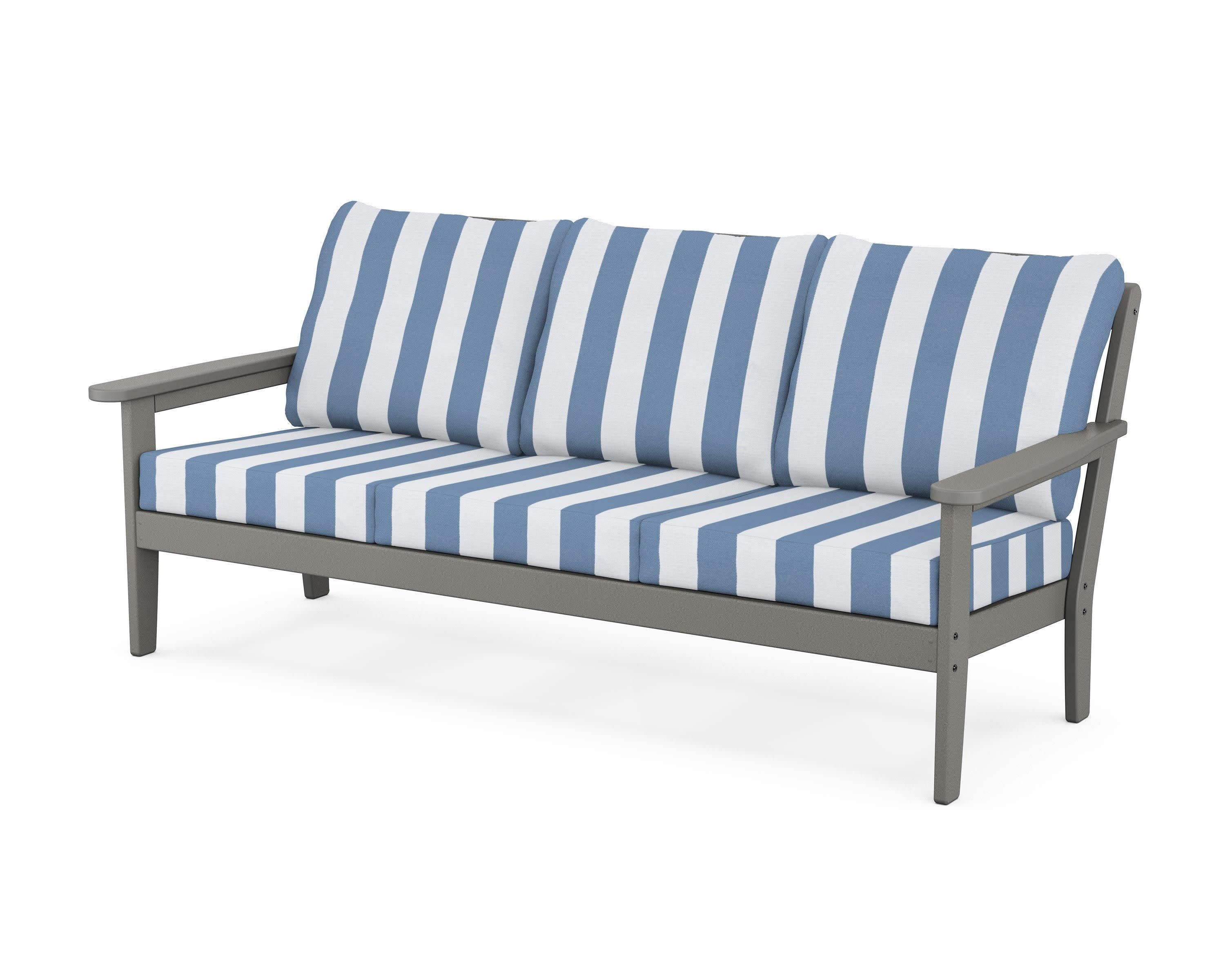 Cottage Deep Seating Sofa in Slate Grey / Cabana Stripe Sky Blue