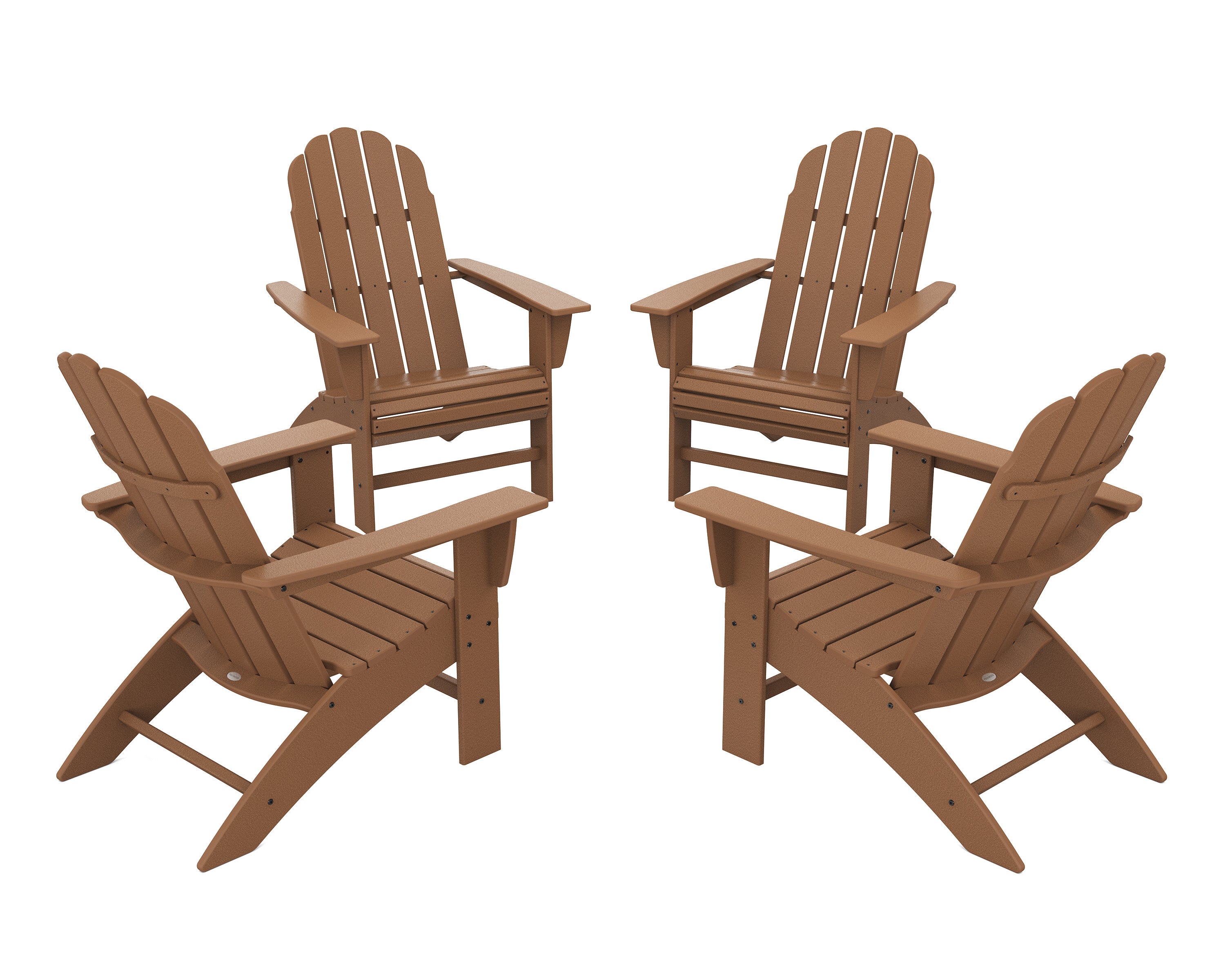 4-Piece Vineyard Curveback Adirondack Chair Conversation Set in Teak