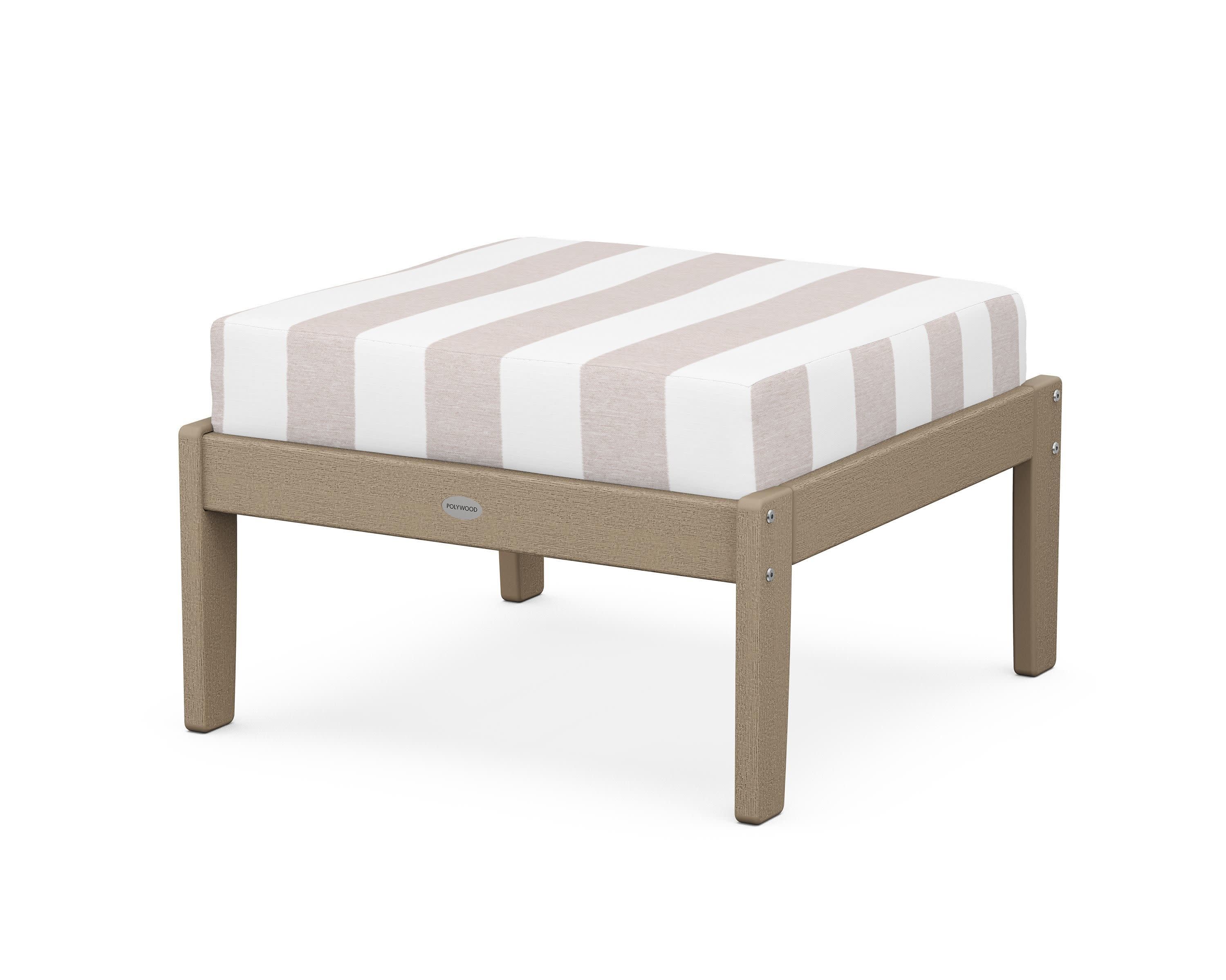 Braxton Deep Seating Ottoman in Vintage Sahara / Cabana Stripe Dune Burlap