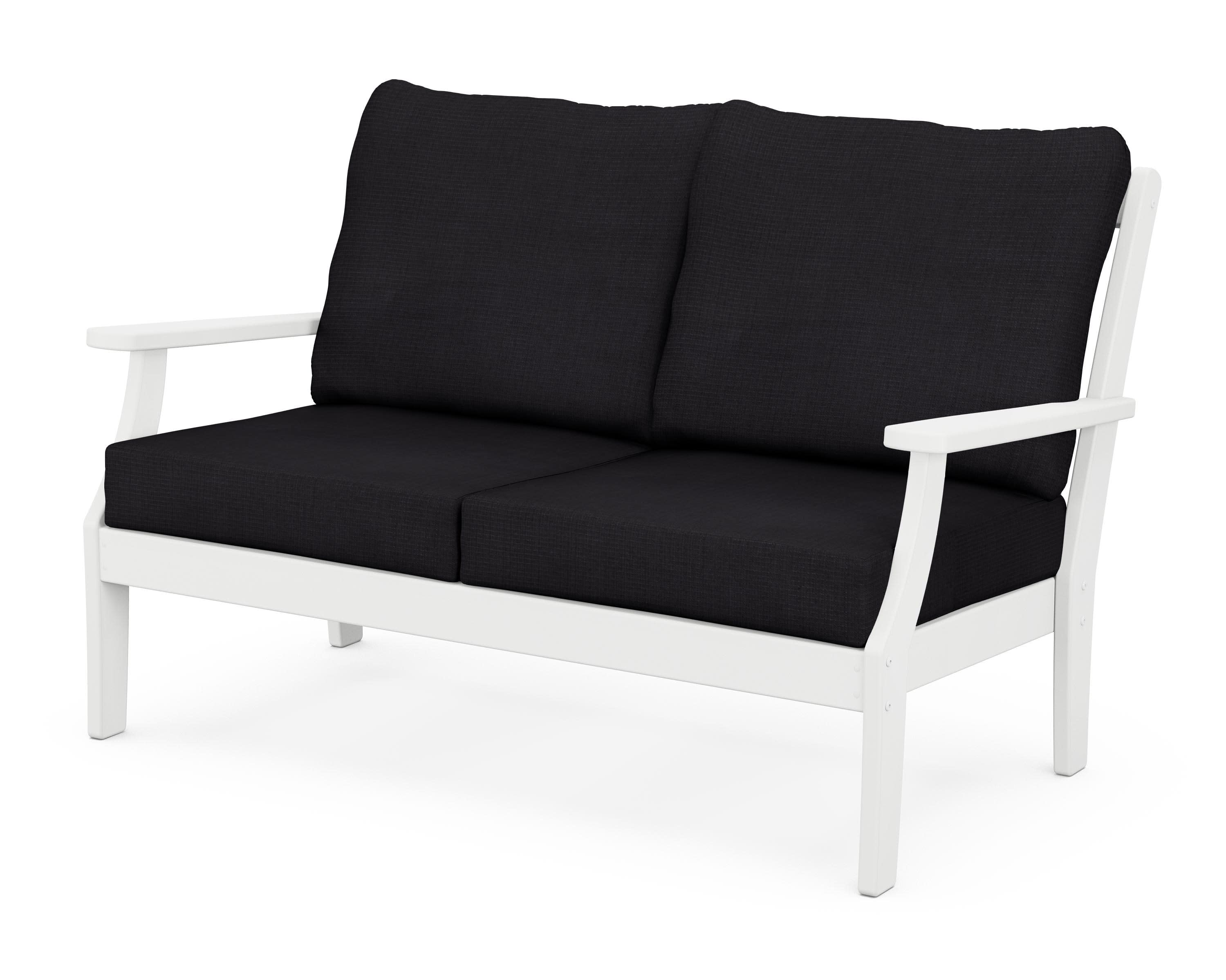 Braxton Deep Seating Loveseat in White / Midnight Linen