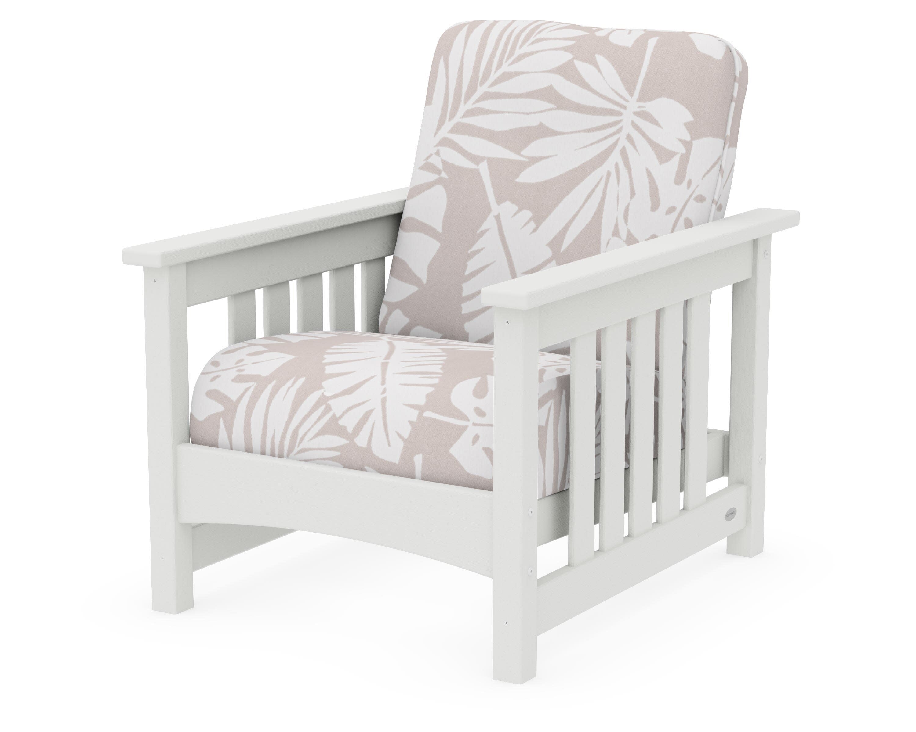 Club Mission Chair in Vintage White / Leaf Dune Burlap