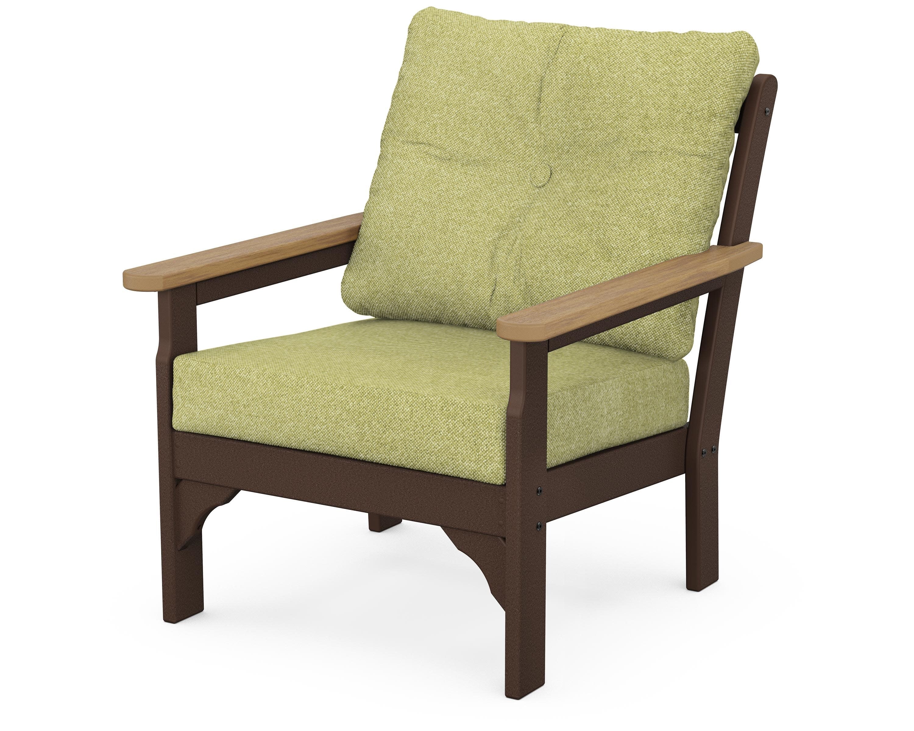 Vineyard Deep Seating Chair in Mahogany / Natural / Chartreuse Boucle