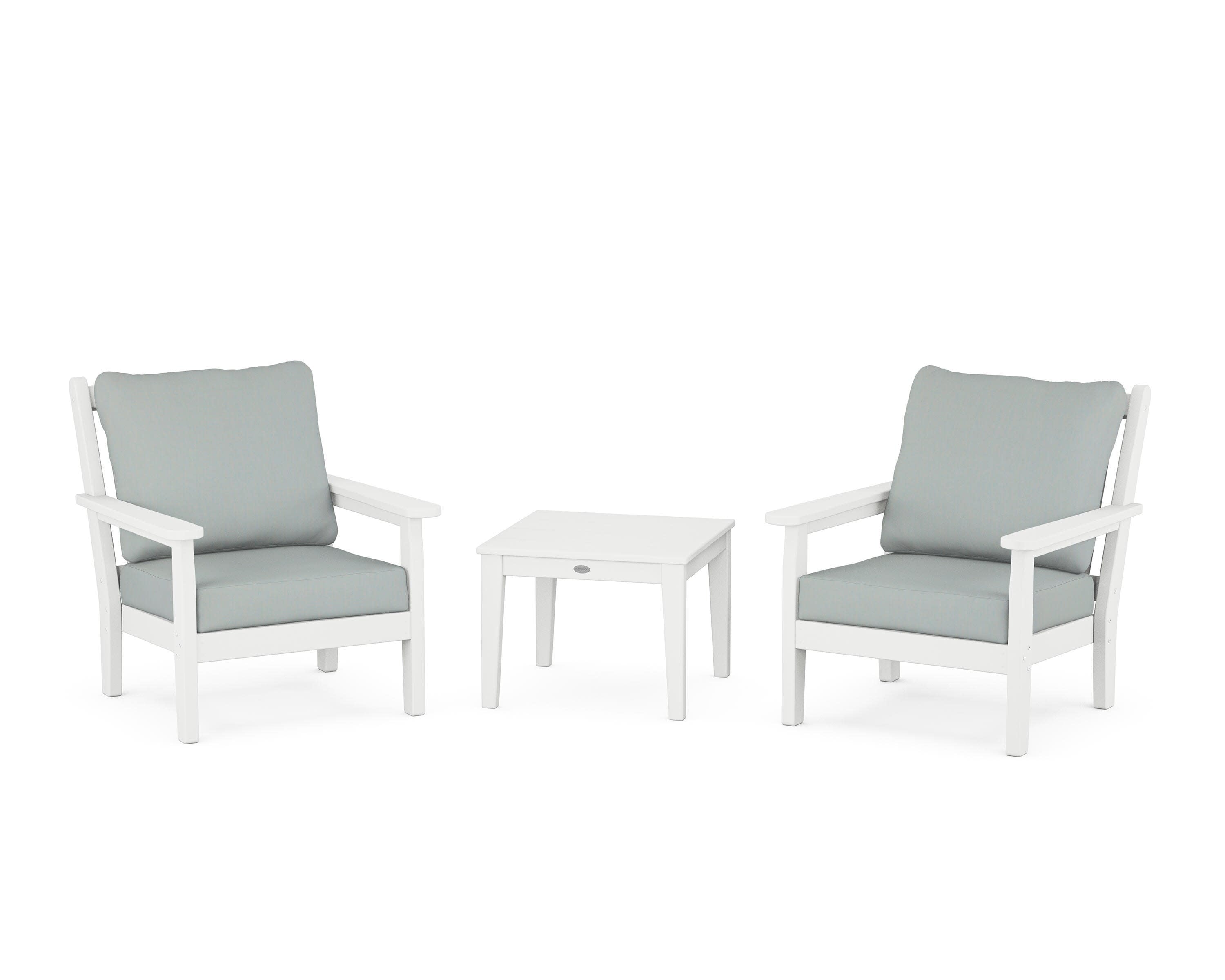 Chippendale 3-Piece Deep Seating Set in White / Spa