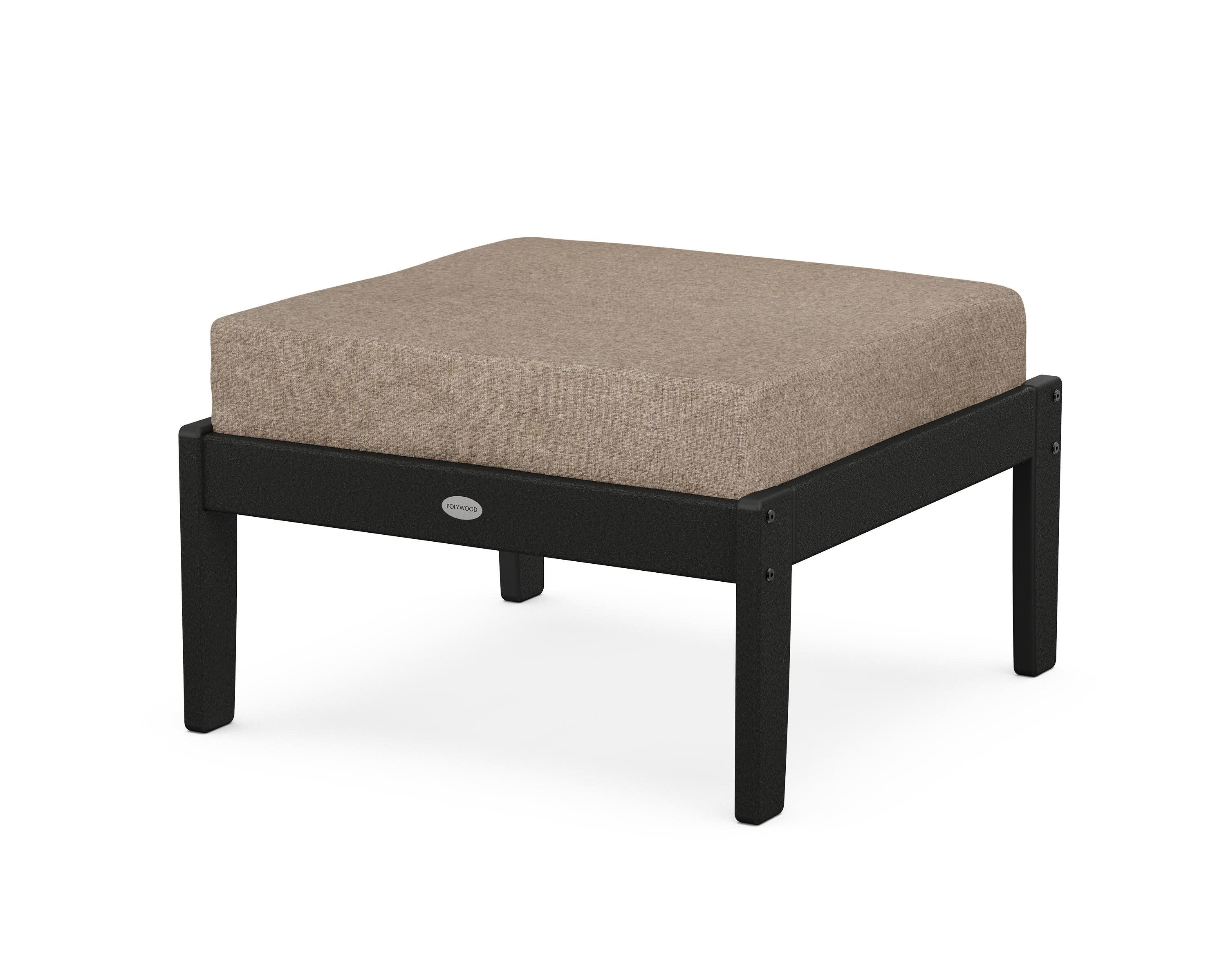 Braxton Deep Seating Ottoman in Black / Spiced Burlap