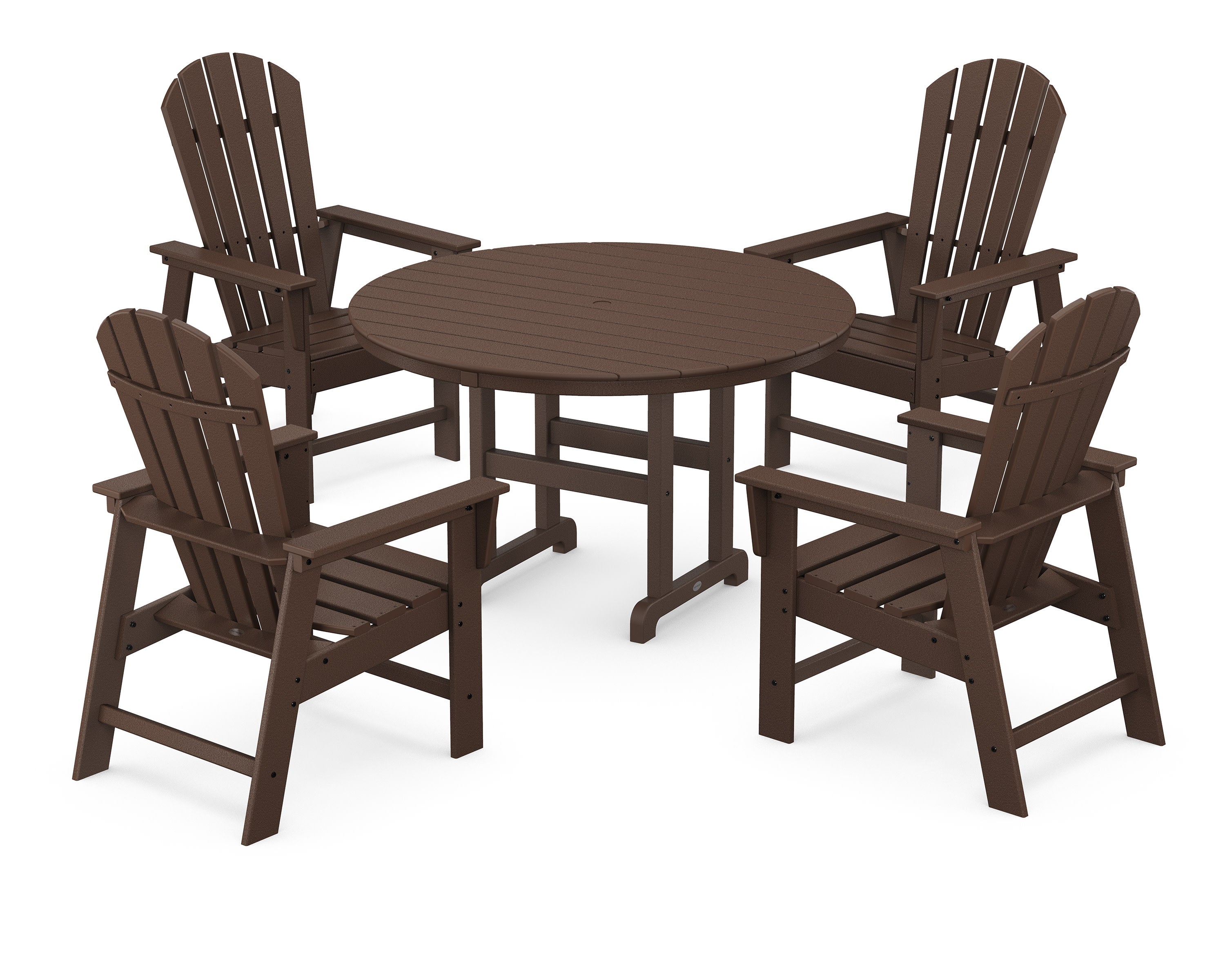 South Beach 5-Piece Round Farmhouse Dining Set in Mahogany