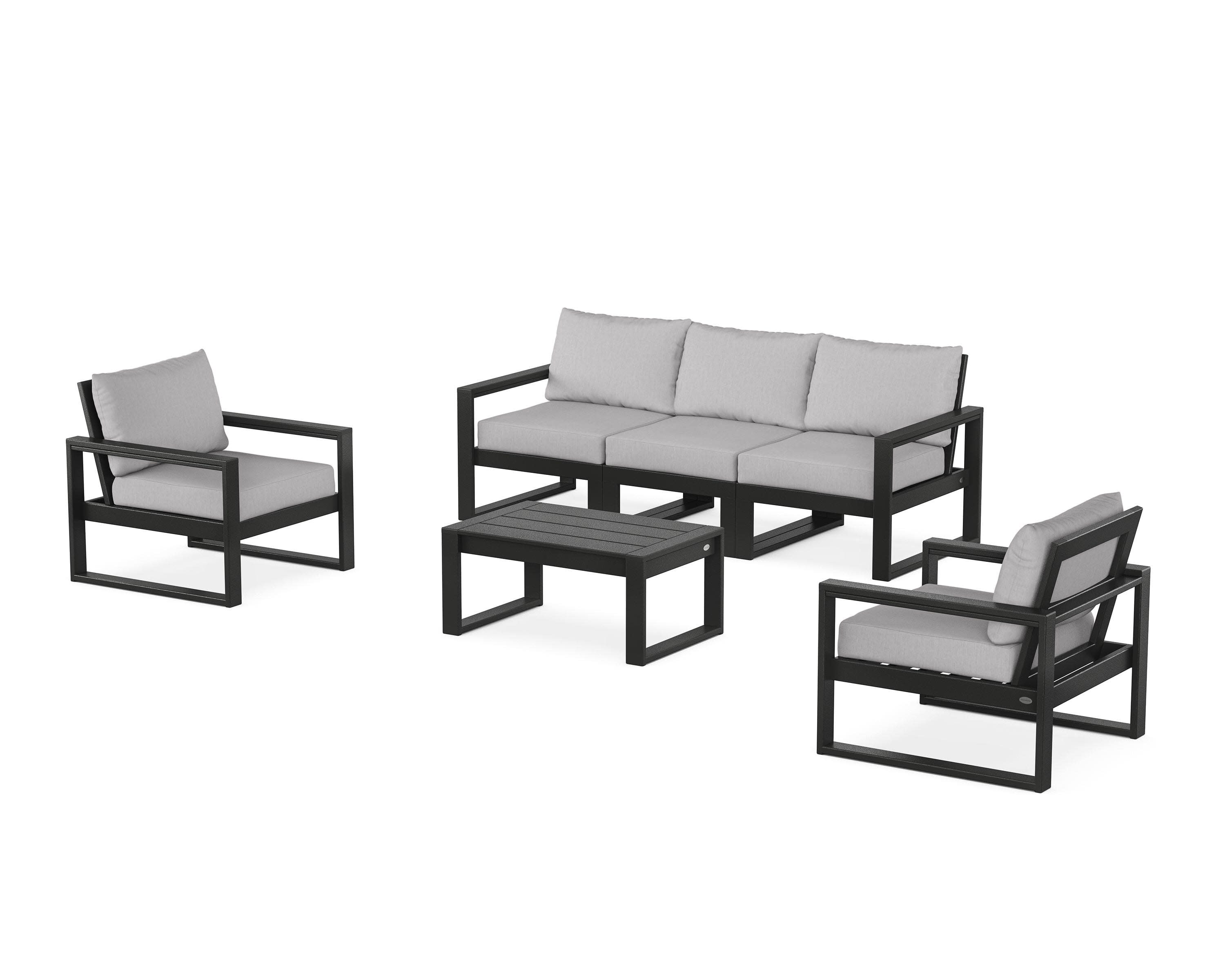 EDGE Sectional 4-Piece Deep Seating Set with Sofa in Black / Granite