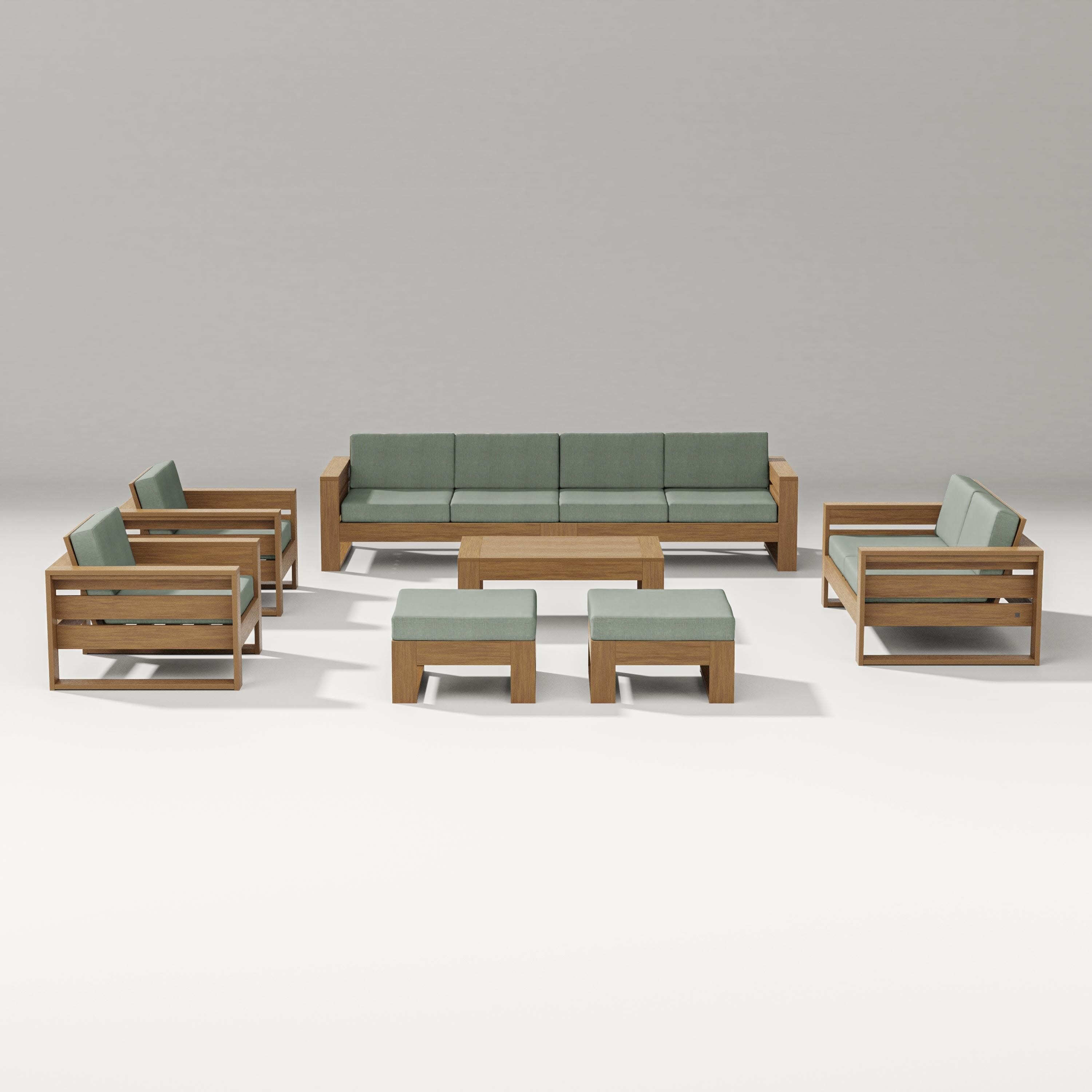 Latitude 8-Piece Lounge Sofa Set in Natural / Cast Sage