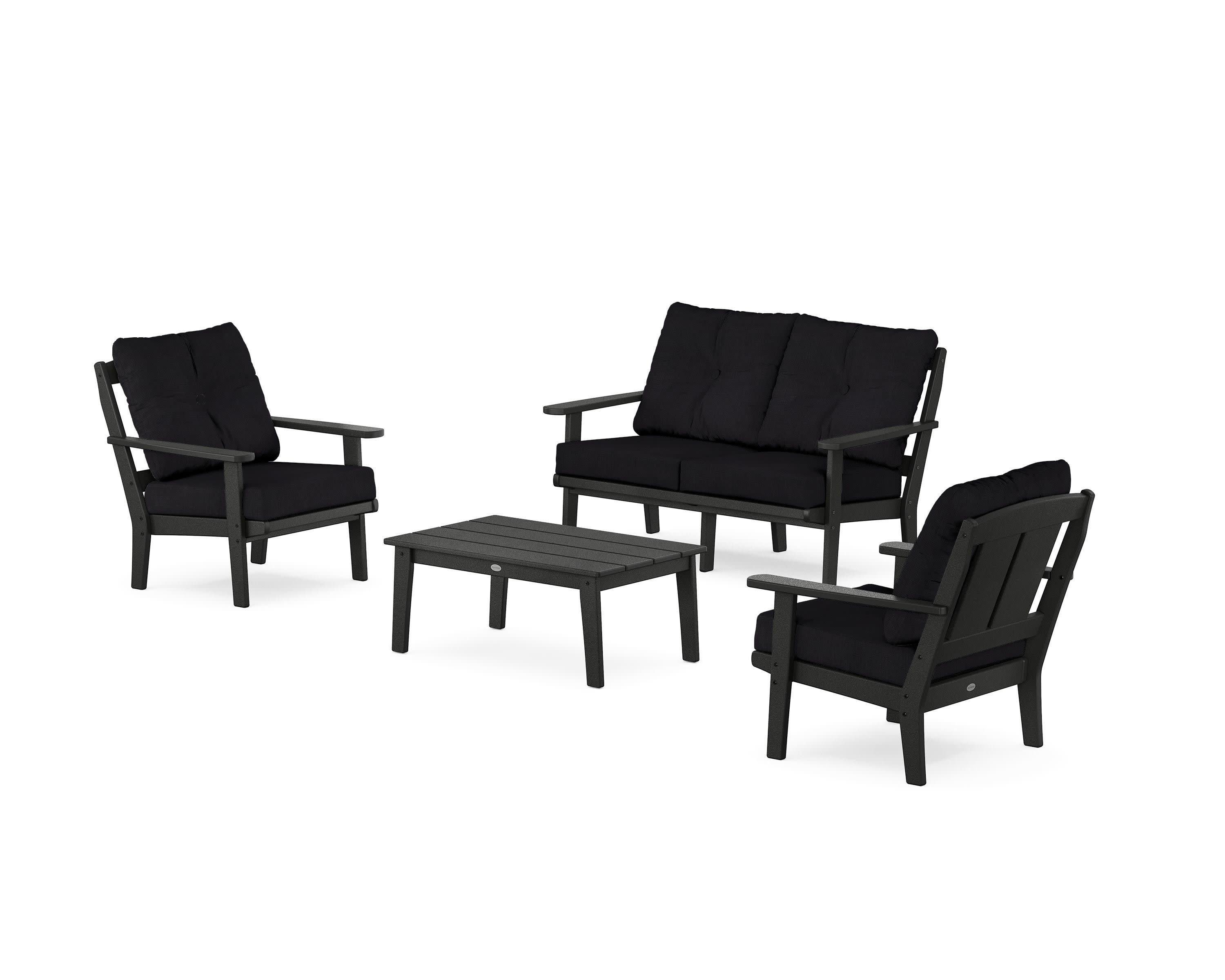 Mission 4-Piece Deep Seating Set with Loveseat in Black / Midnight Linen