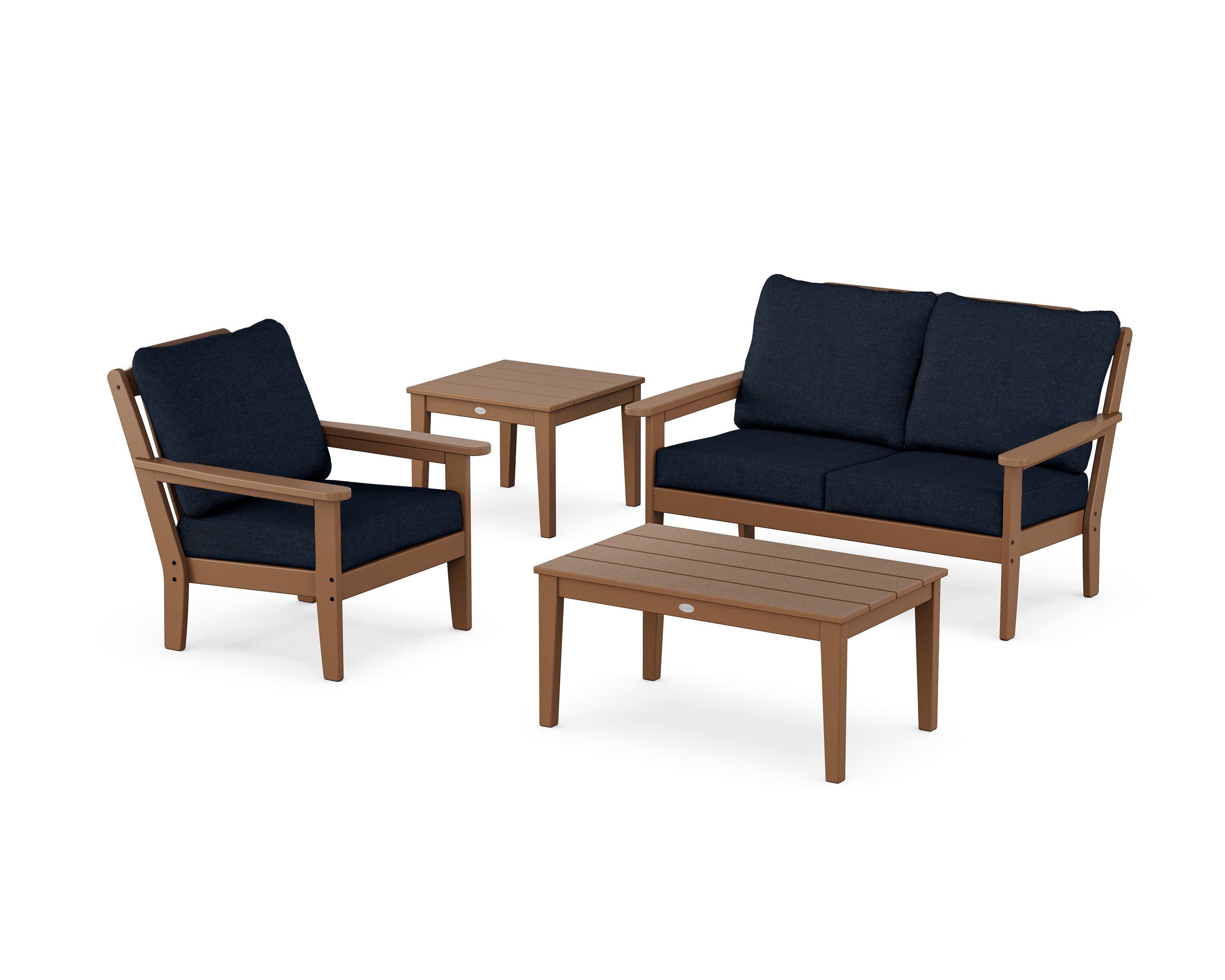Wovendale 4-Piece Deep Seating Set in Teak / Marine Indigo