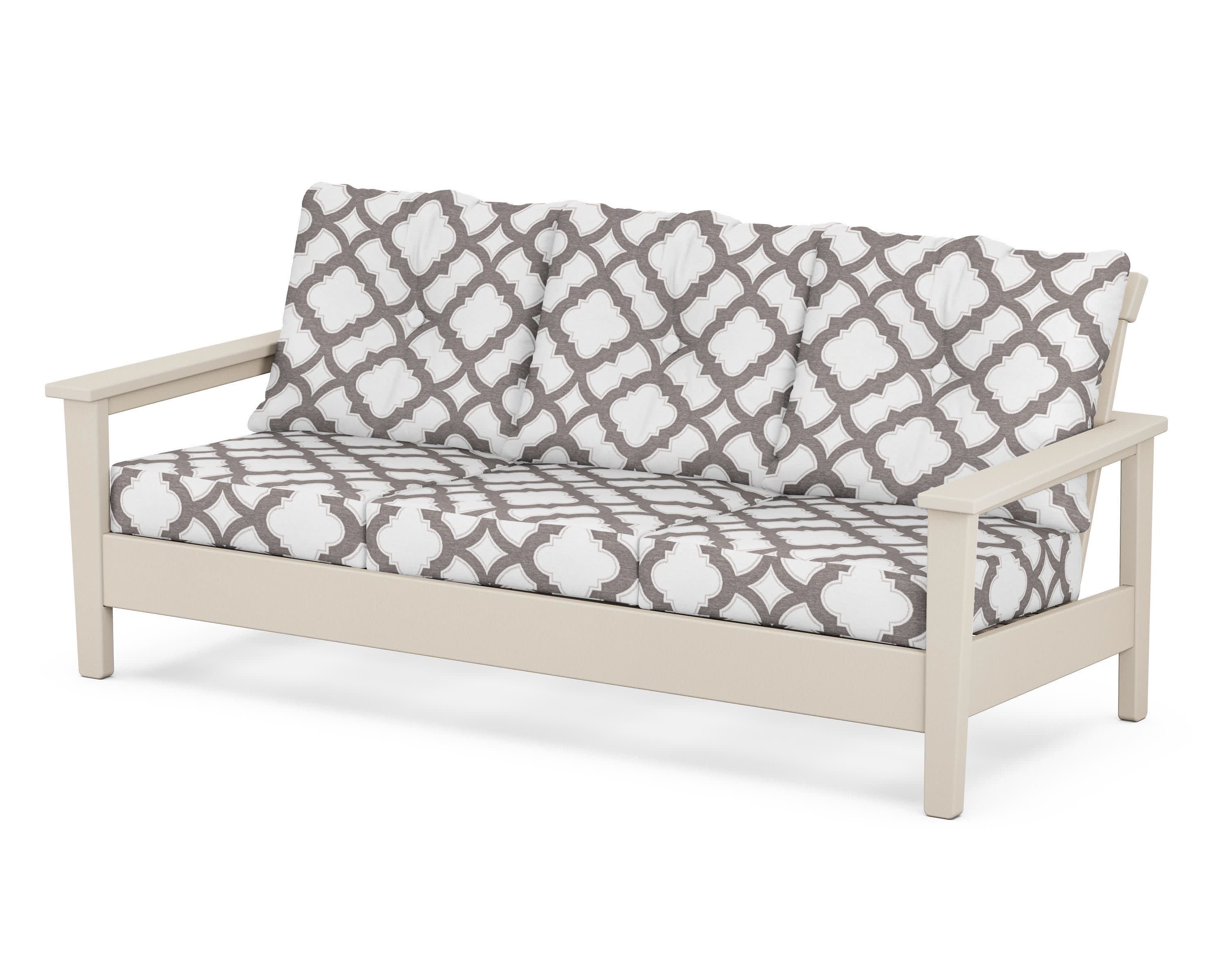 Prescott Deep Seating Sofa in Sand / Trellis Grey Mist
