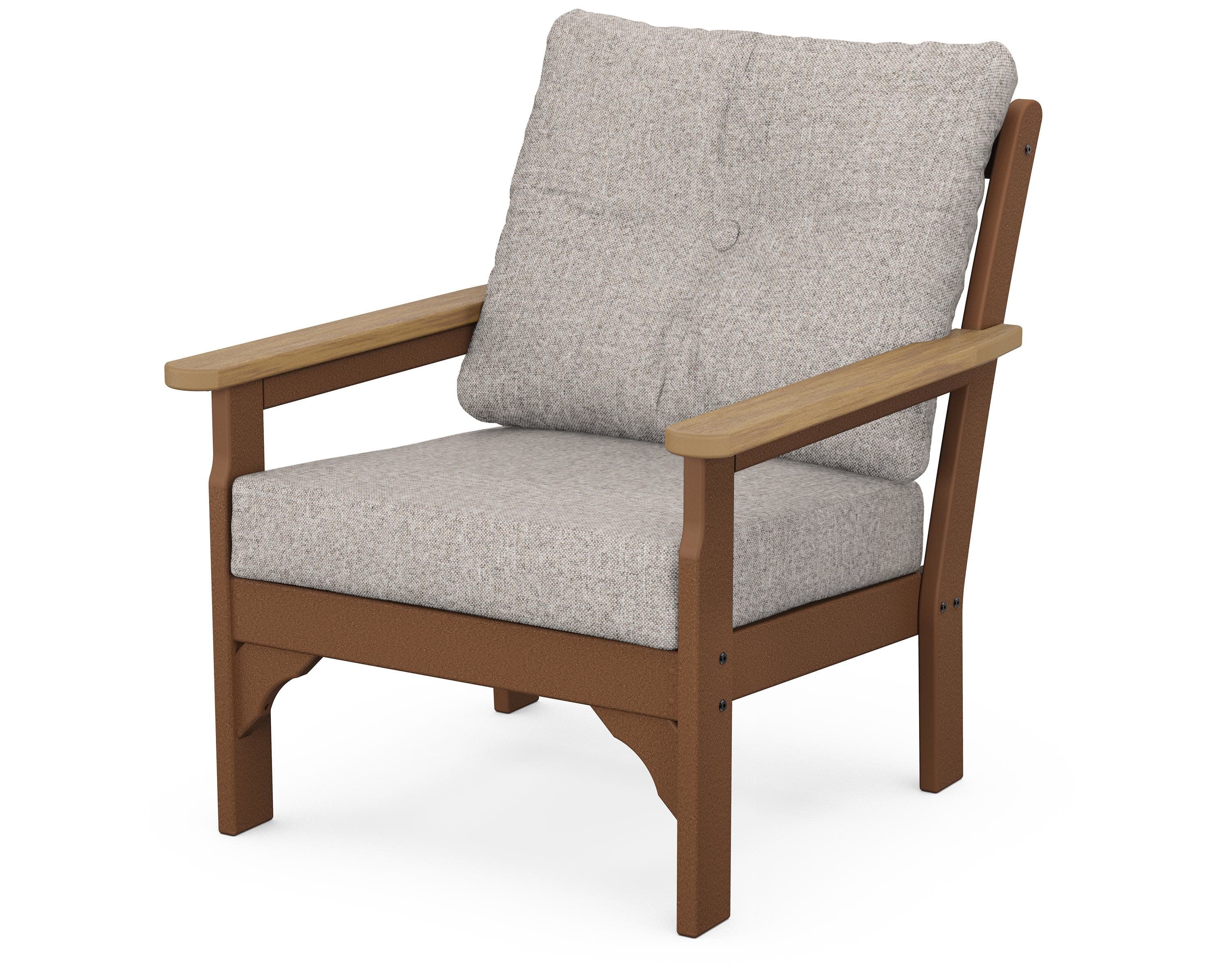 Vineyard Deep Seating Chair in Teak / Natural / Weathered Tweed
