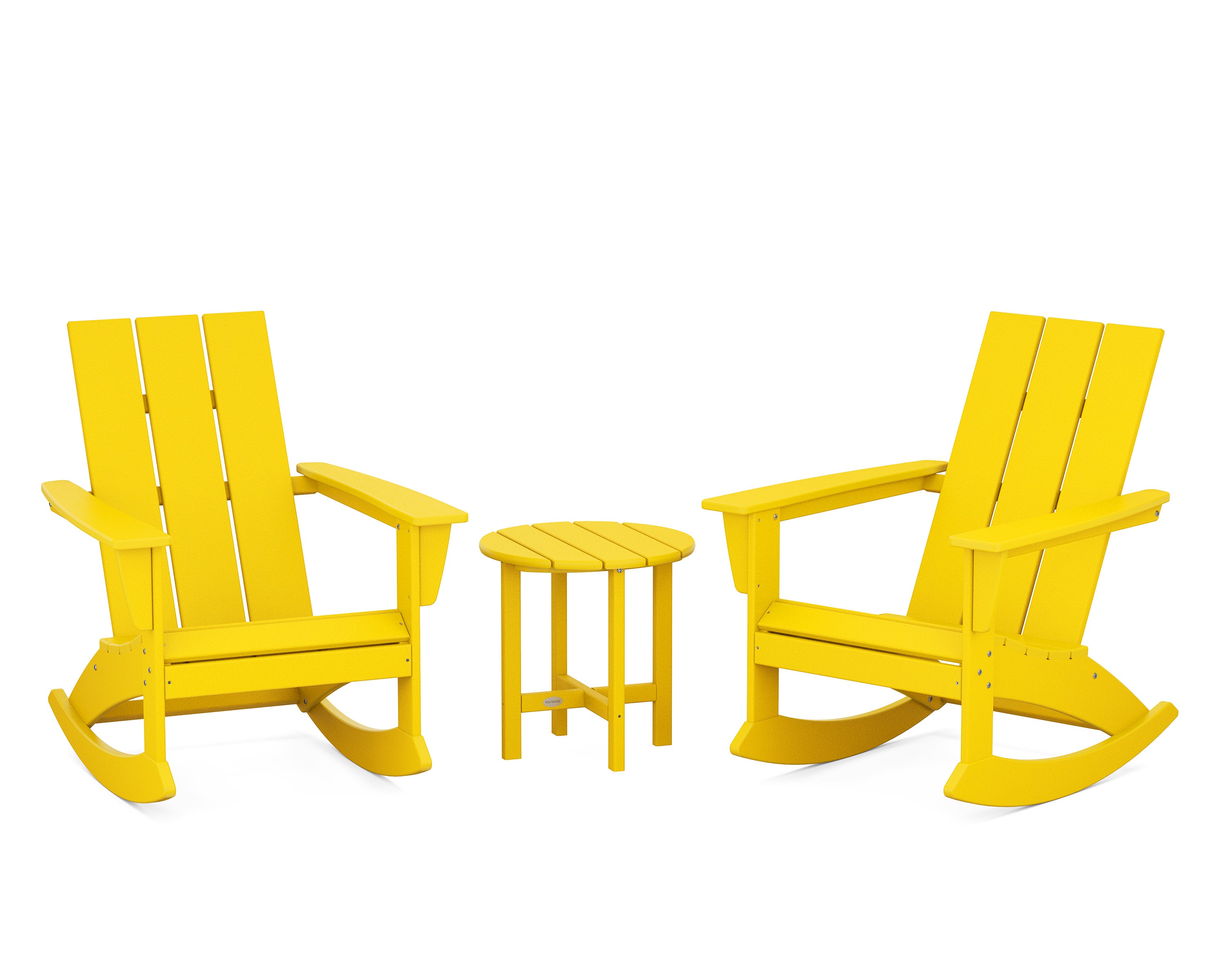 Modern 3-Piece Adirondack Rocking Chair Set in Lemon