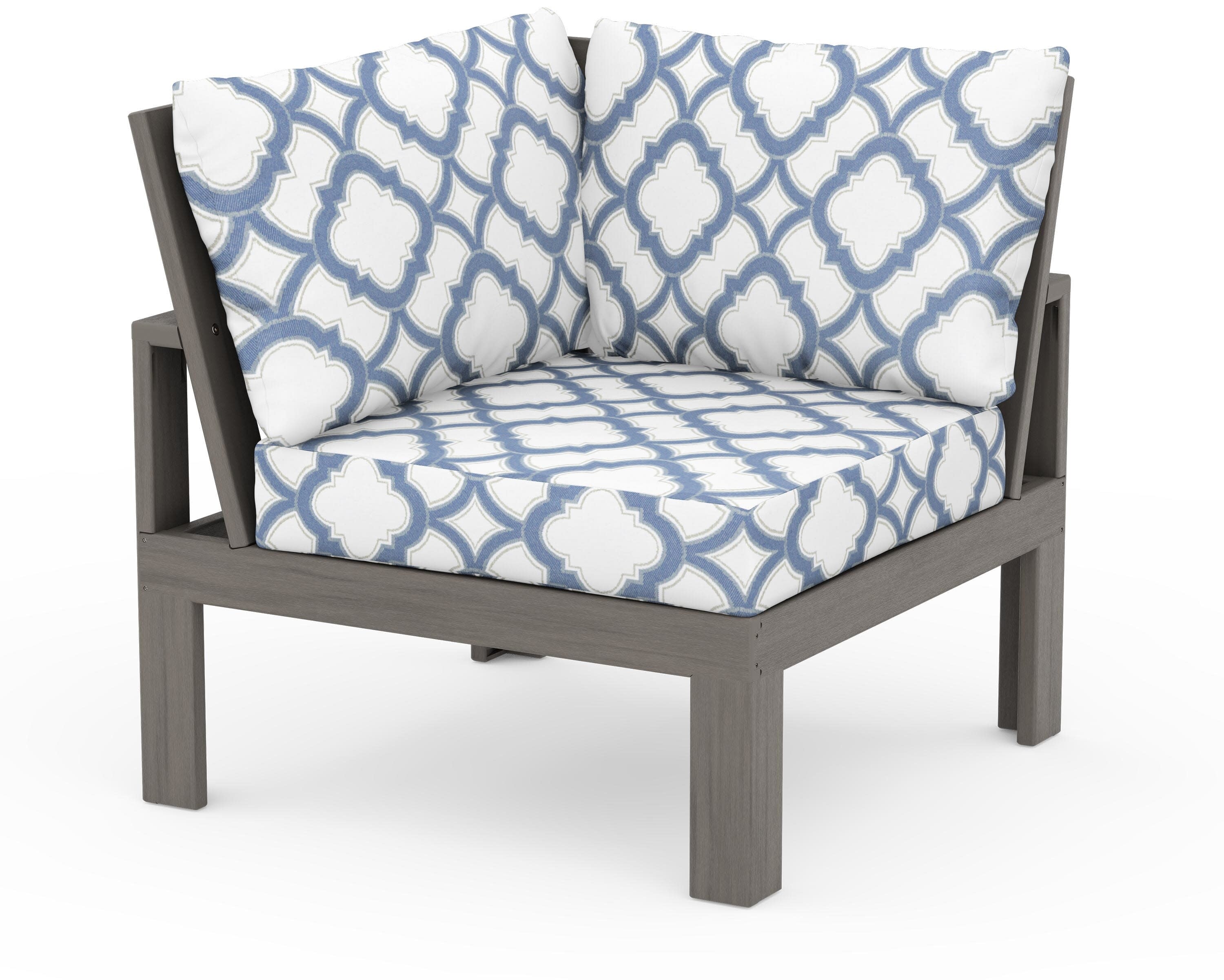 Modular Corner Chair in Driftwood / Trellis Sky Blue