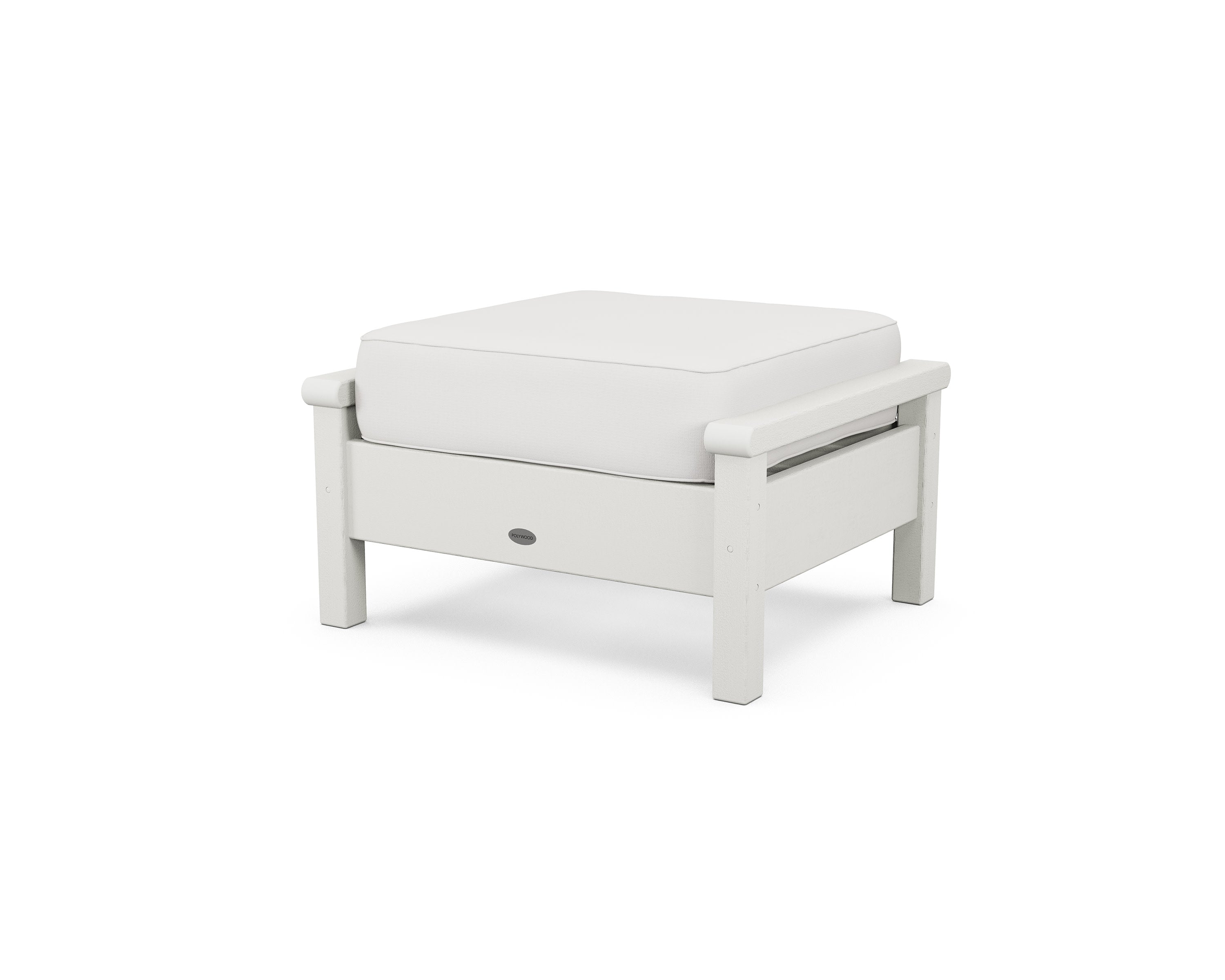 Harbour Deep Seating Ottoman in Vintage White / Natural Linen