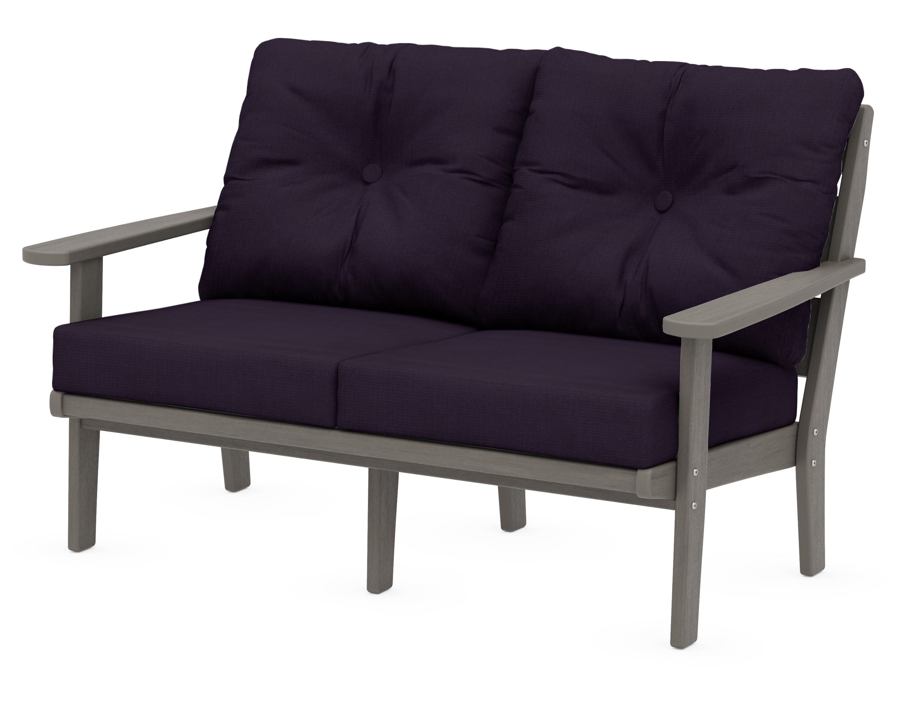 Lakeside Deep Seating Loveseat in Driftwood / Navy Linen