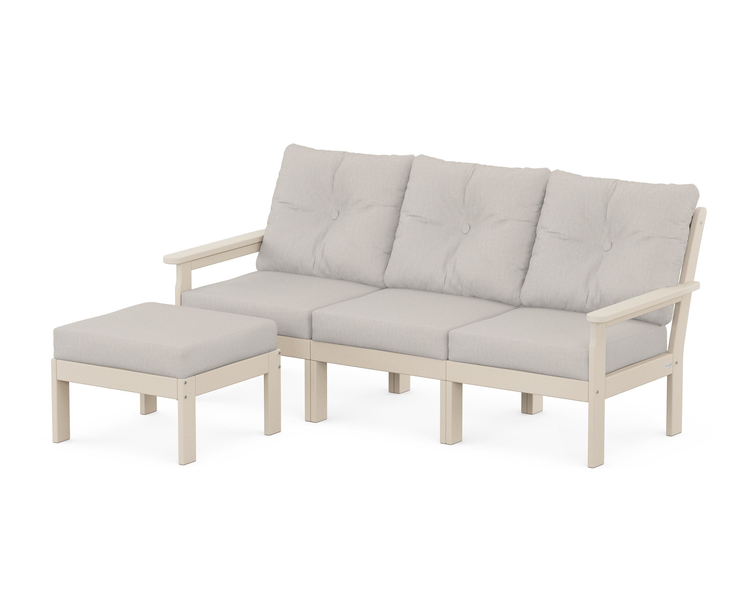 Vineyard 4-Piece Sectional with Ottoman in Sand / Cast Ash