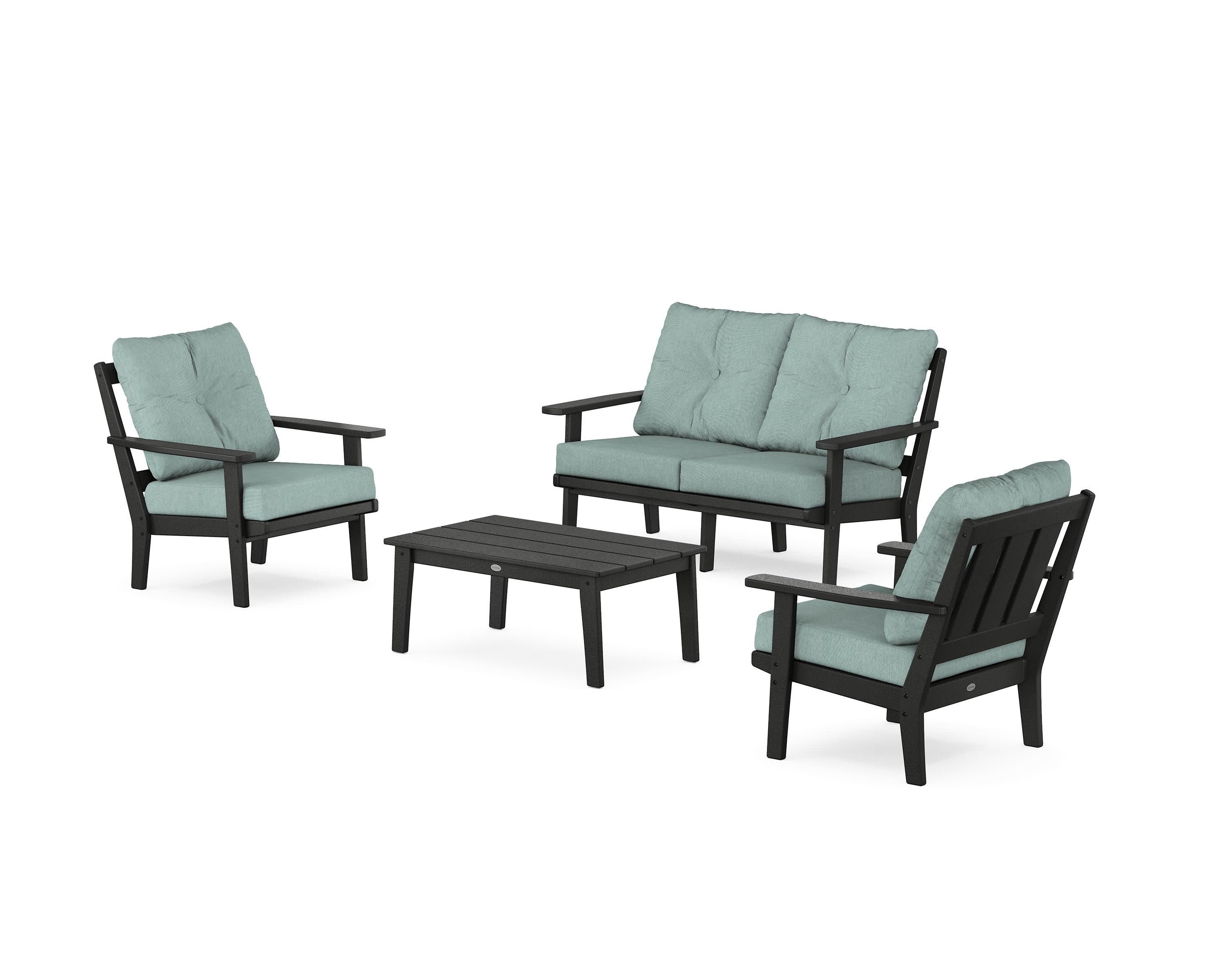 Oxford 4-Piece Deep Seating Set with Loveseat in Black / Glacier Spa